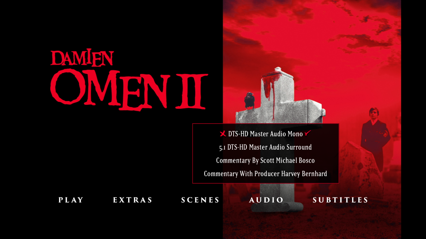 Damien: Omen II setup menu