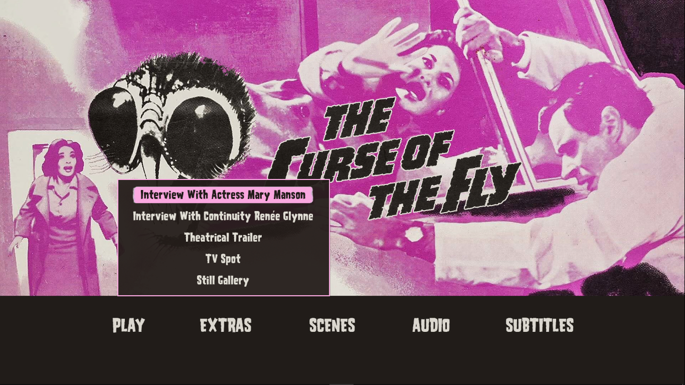 The Curse of the Fly extras menu