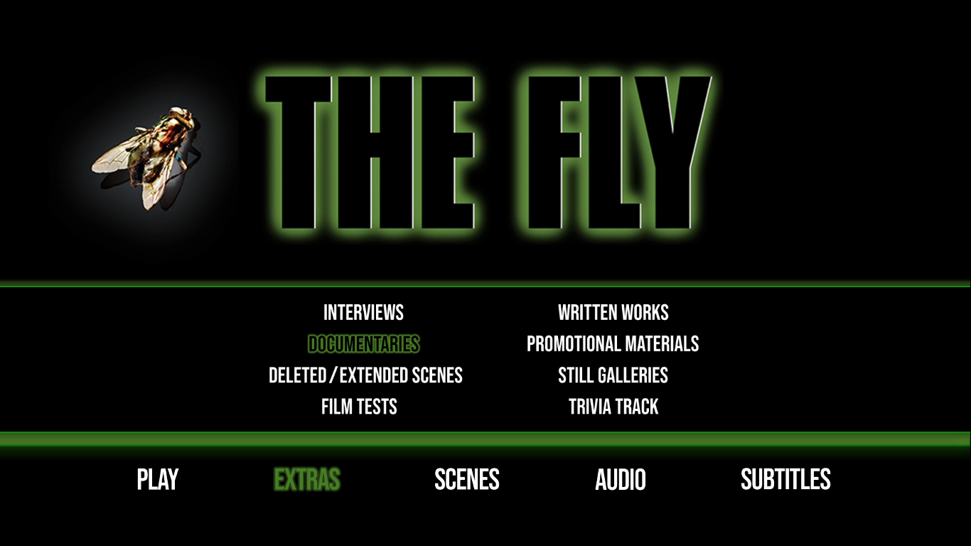 The Fly 1986 extras menu 1