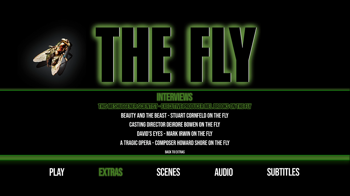 The Fly 1986 extras menu 2