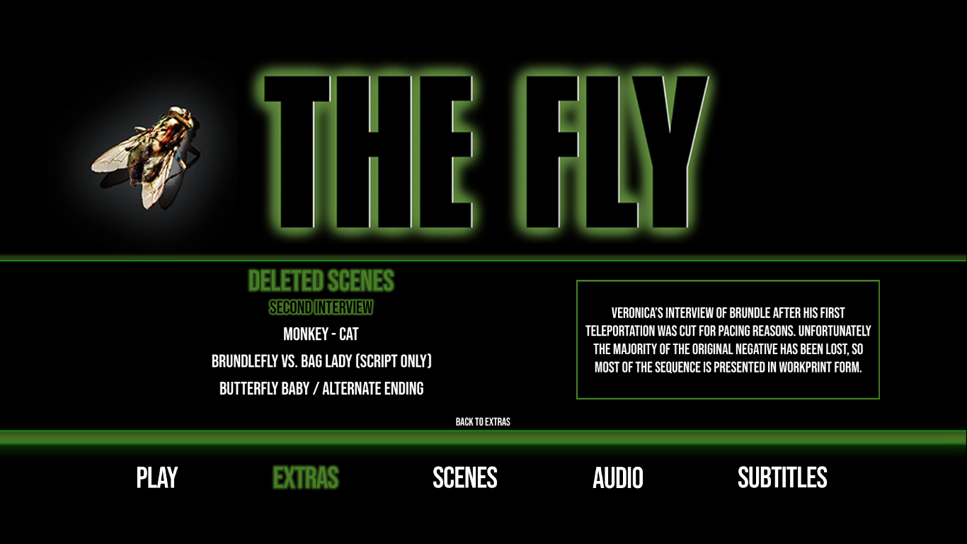 The Fly 1986 extras menu 4