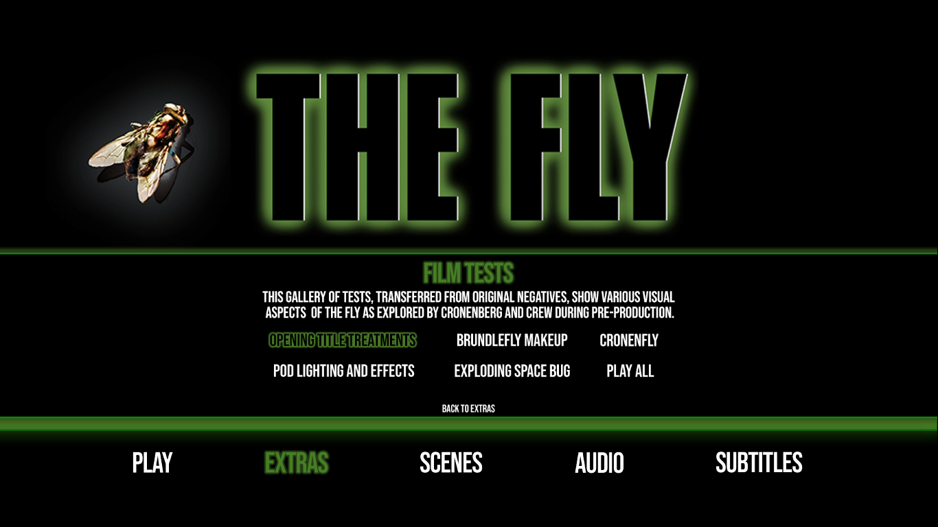 The Fly 1986 extras menu 6