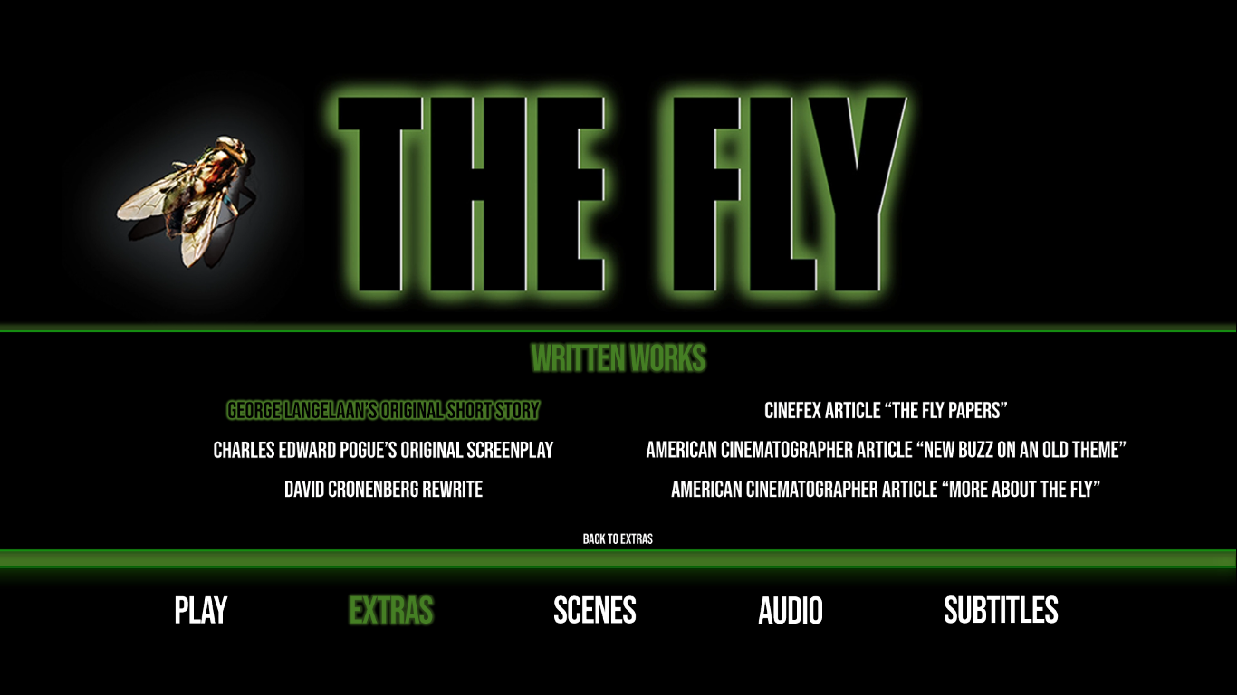 The Fly 1986 extras menu 7