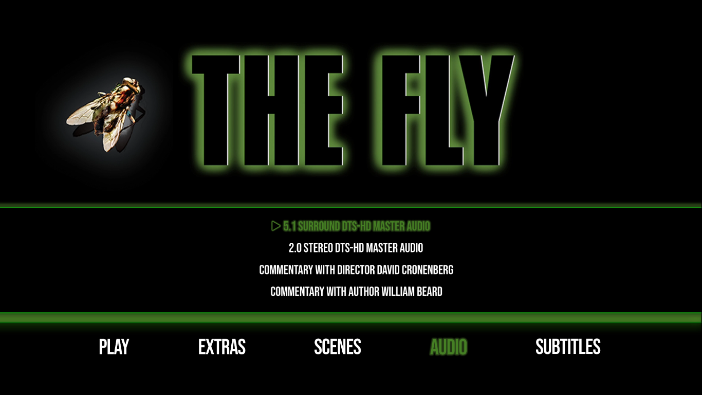 The Fly 1986 audio menu