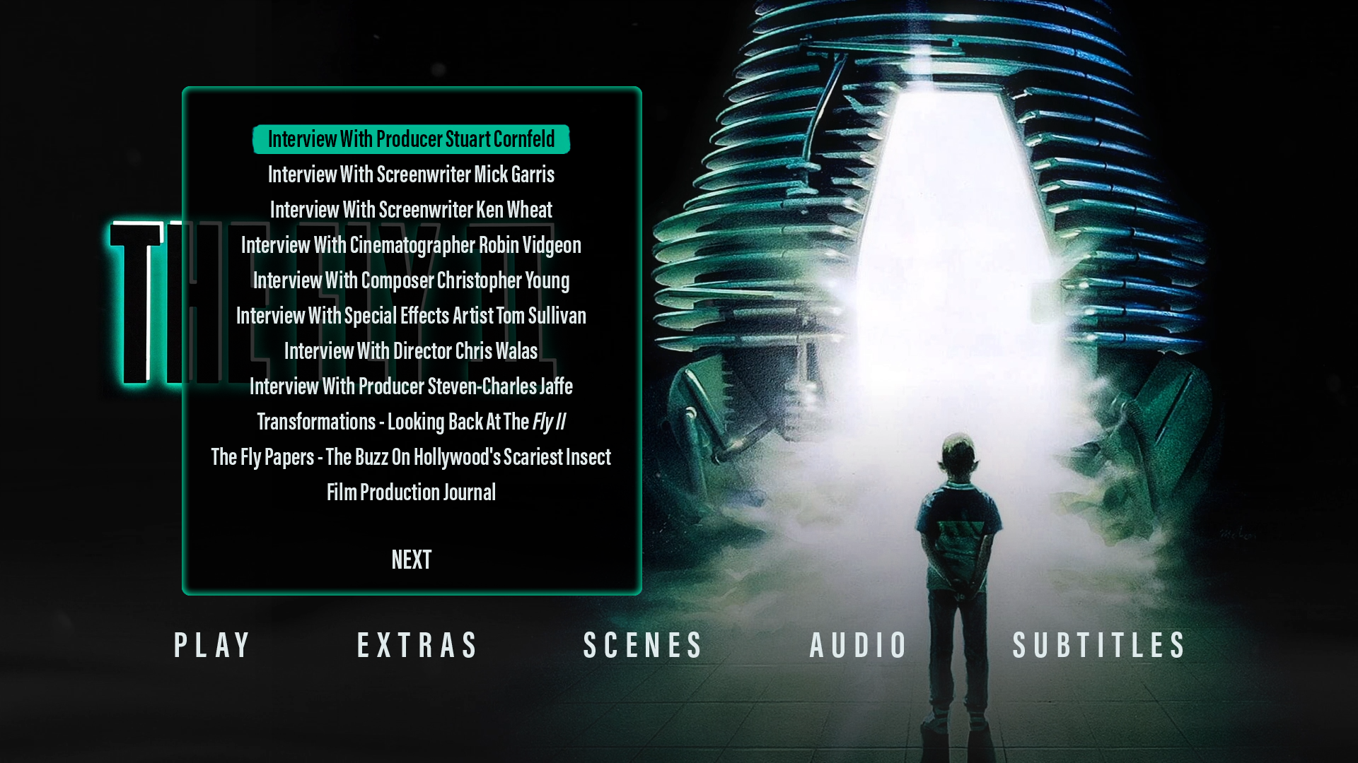 The Fly II extras menu 1