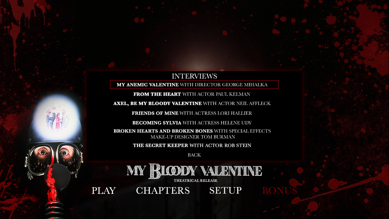 My Bloody Valentine Theatrical Cut extras menu 1
