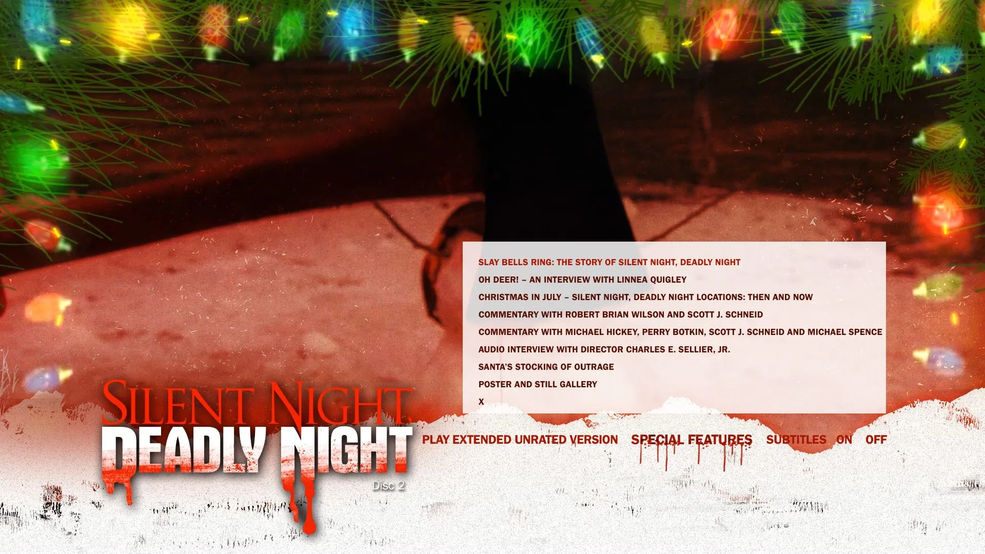 Silent Night, Deadly Night unrated extras menu