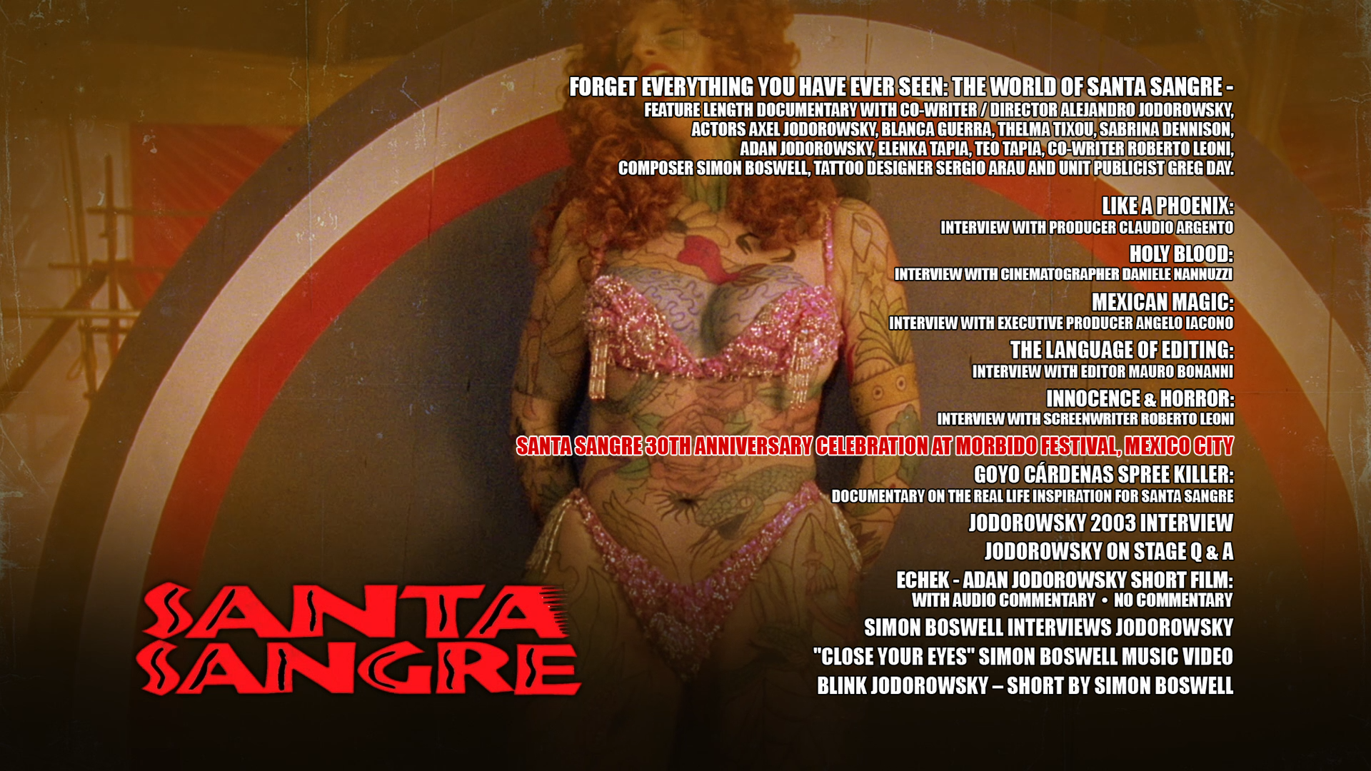 Santa Sangre 4K extras menu