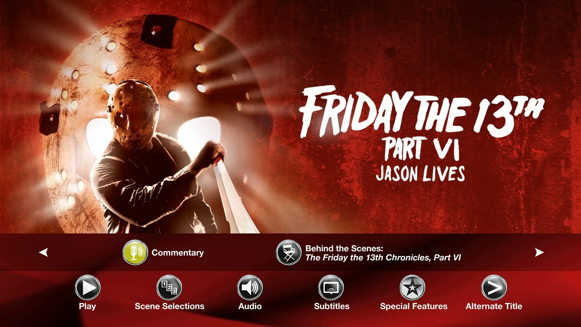Friday the 13th Part VI: Jason Lives Blu-ray Extras Menu 1