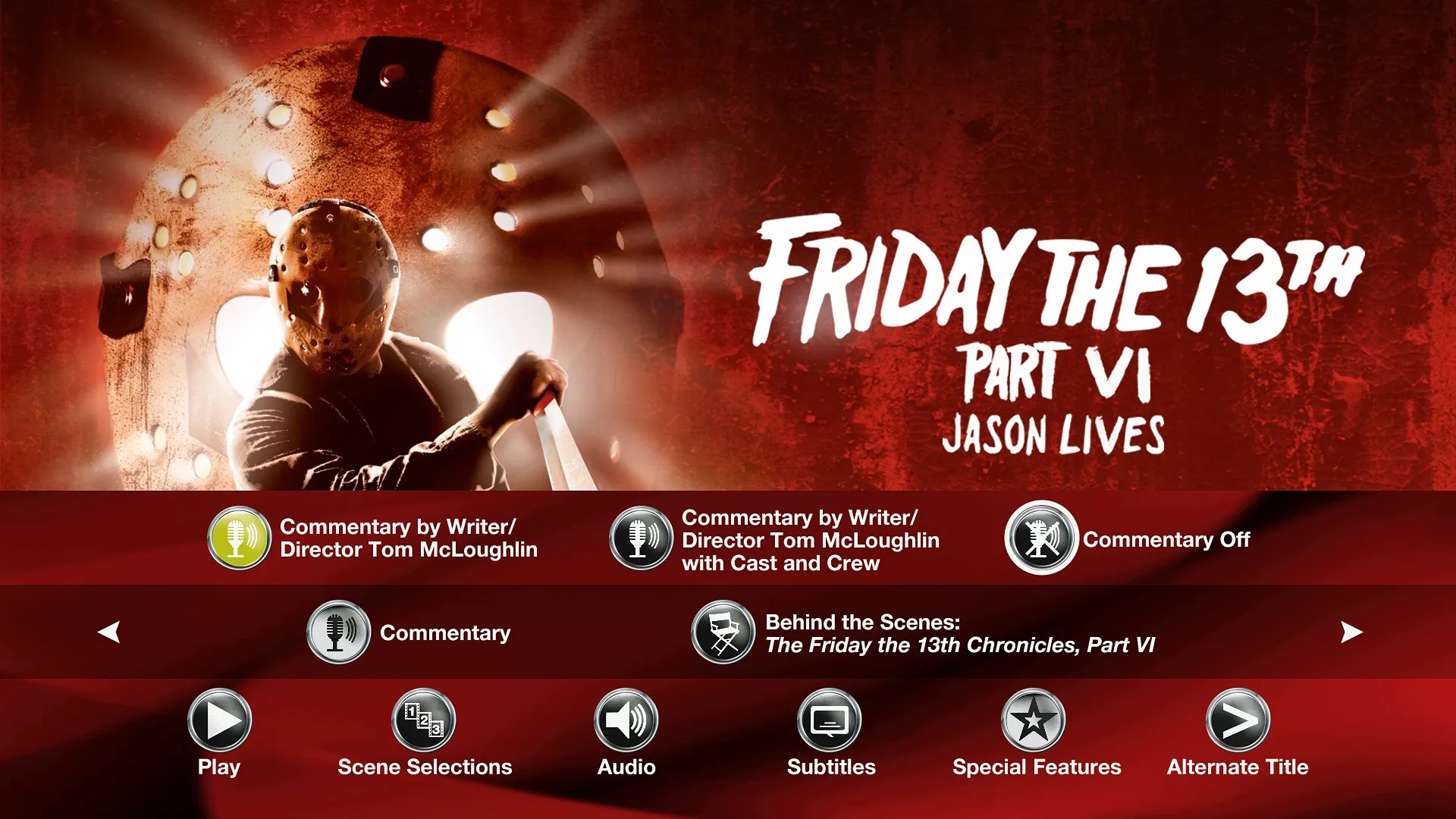 Friday the 13th Part VI: Jason Lives Blu-ray Extras Menu 2