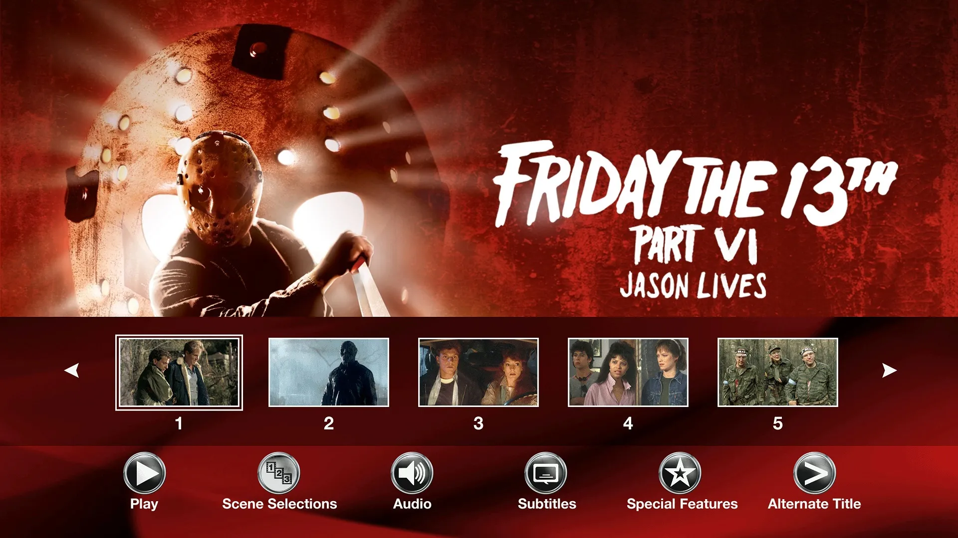 Friday the 13th Part VI: Jason Lives Blu-ray Scenes Menu