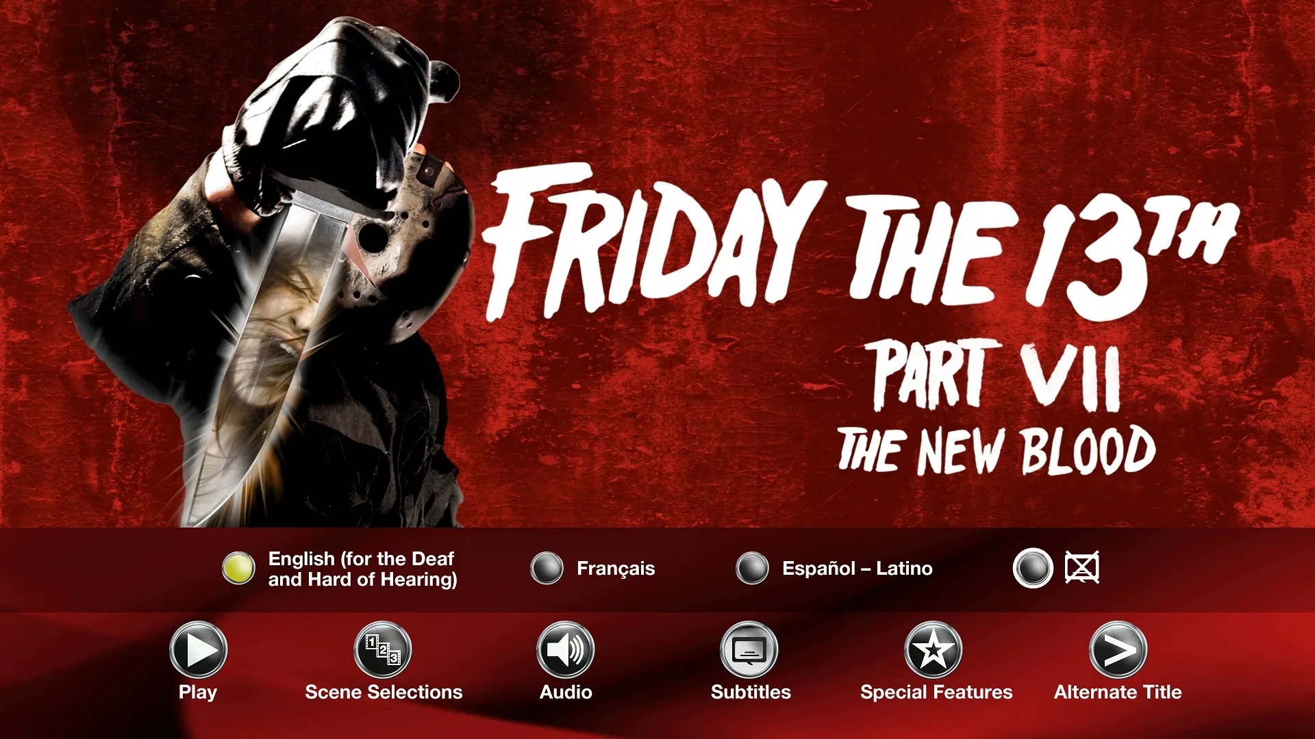 Paramount Pictures Friday the 13th Part VII: The New Blood Blu-ray Subtitles Menu