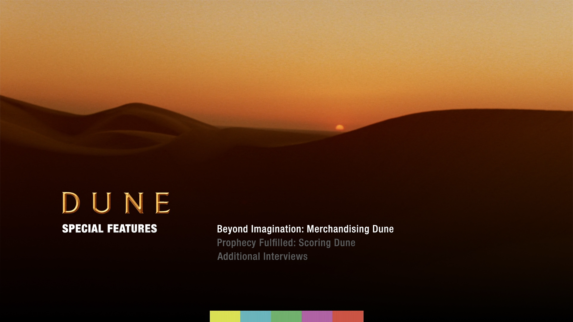 Dune Blu-ray extras menu