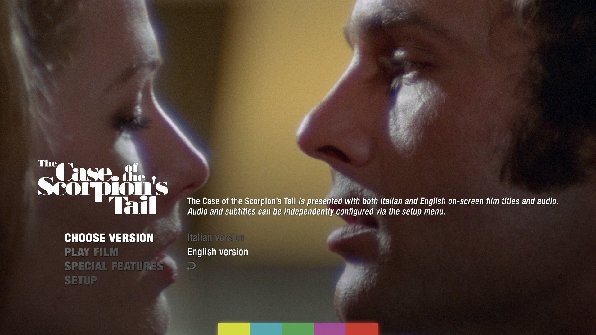 The Case of the Scorpion's Tail Blu-ray menu