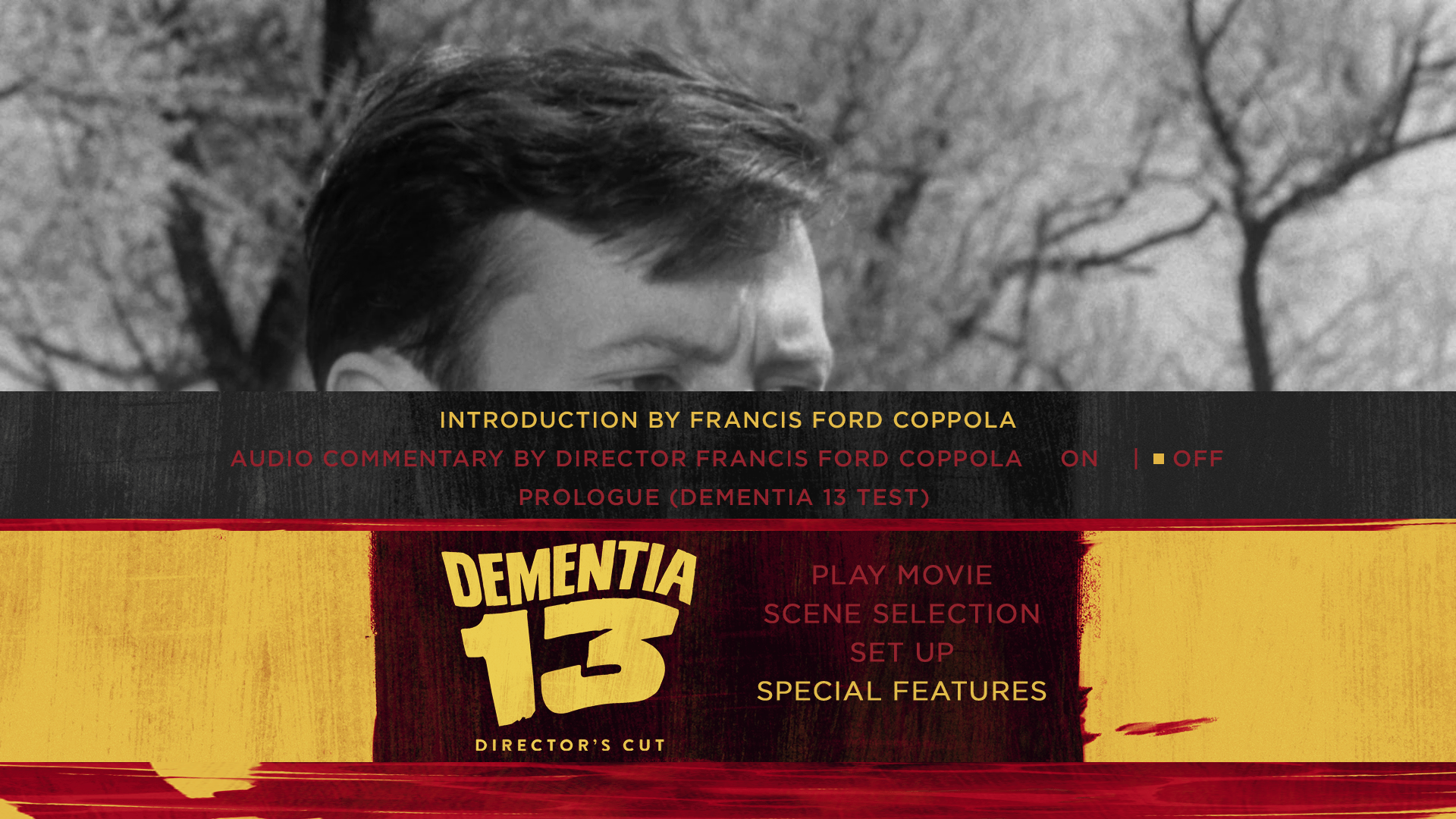 Dementia 13 Director's Cut extras menu