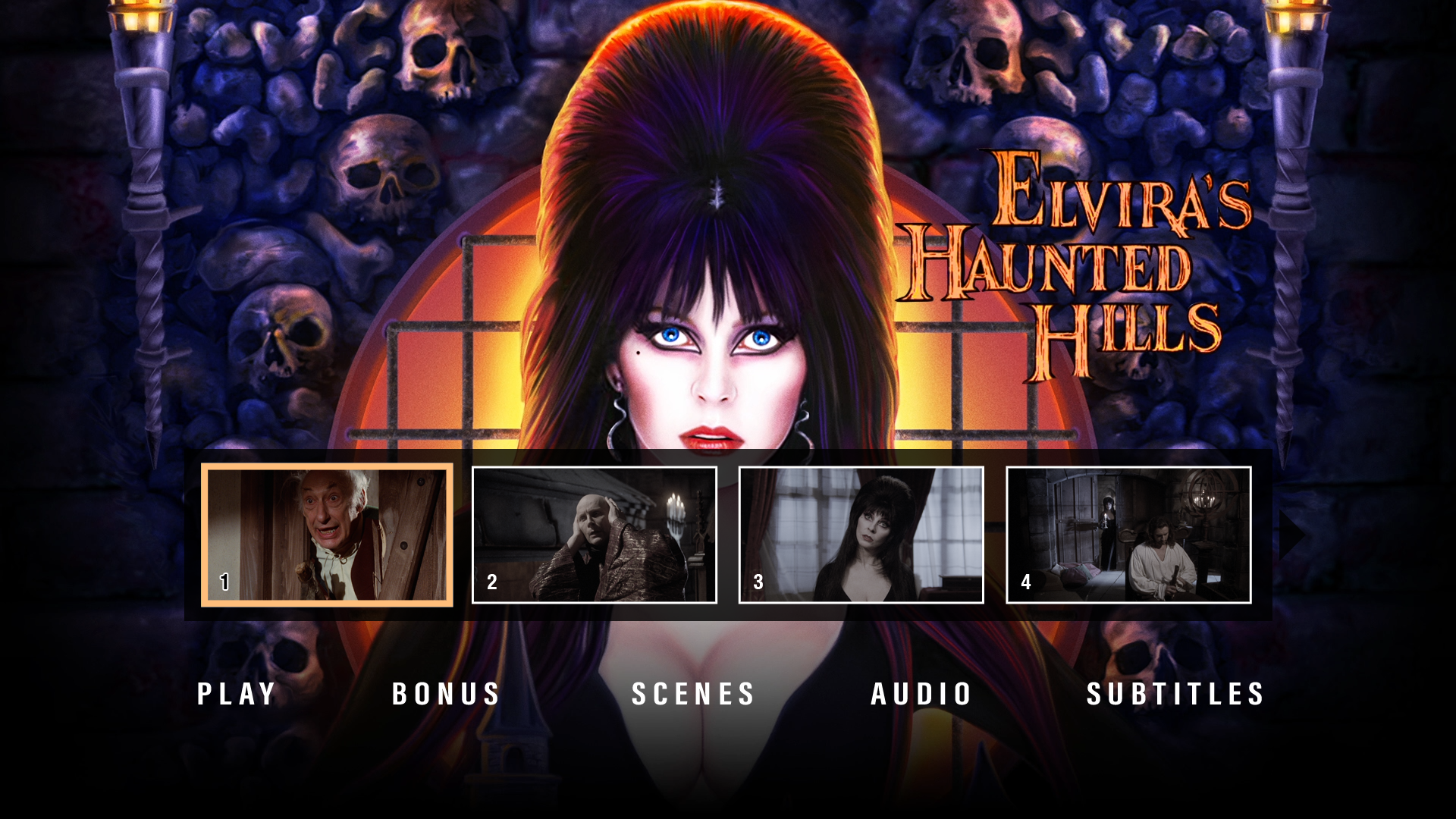 Elvira's Haunted Hills scene select menu