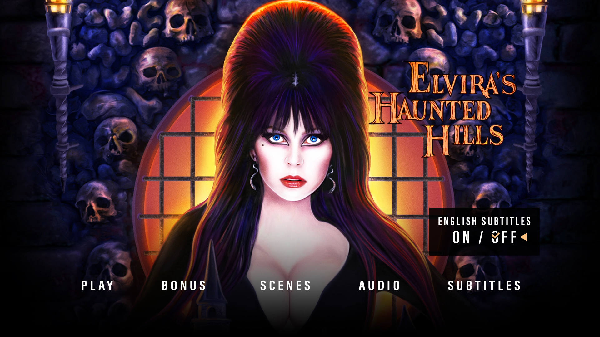Elvira's Haunted Hills subtitles menu