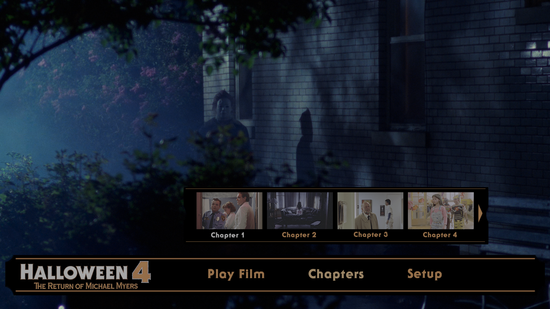 Halloween 4 4K scene select menu