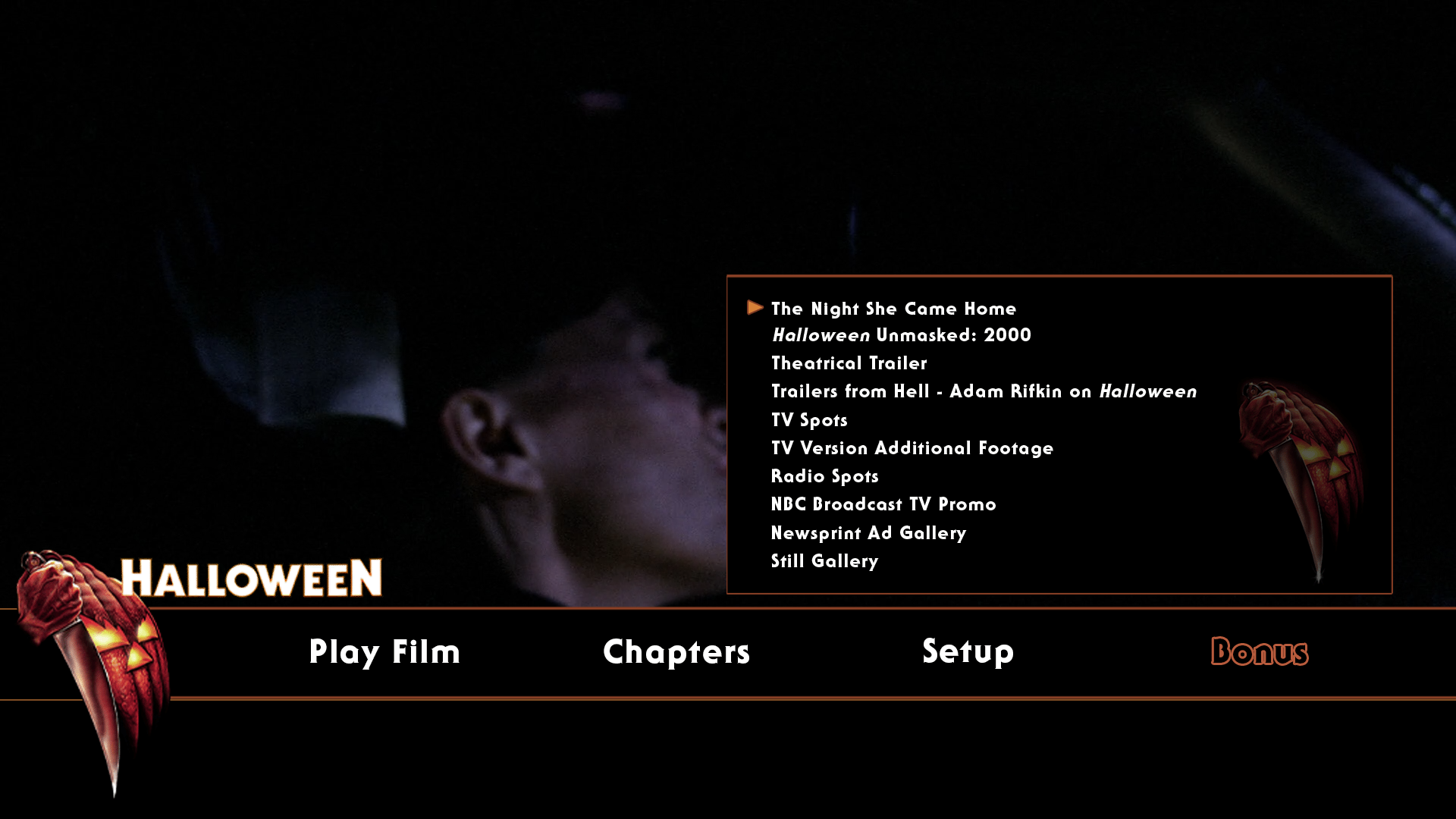 Halloween 4K Blu-ray extras menu