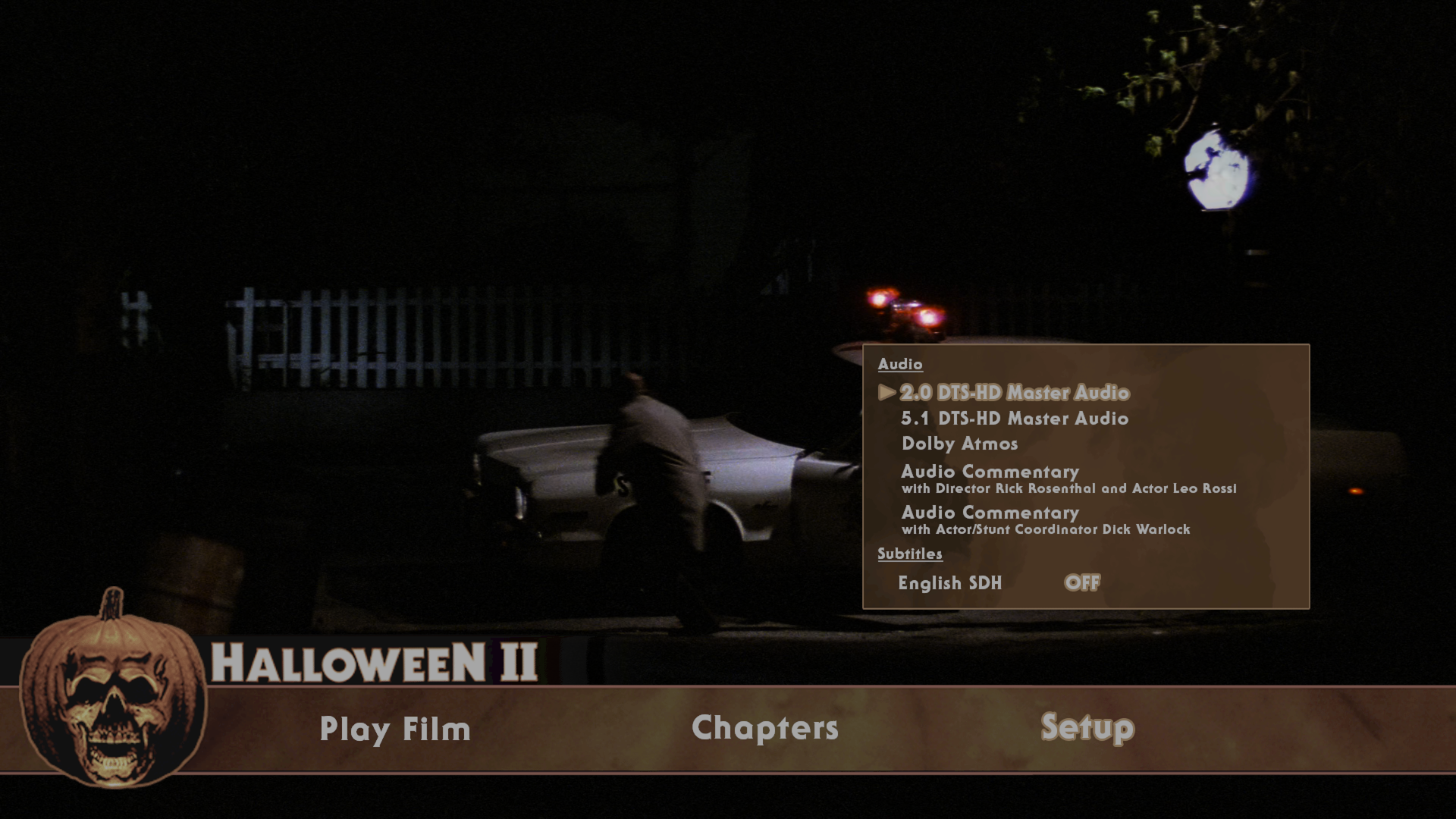 Halloween II 4K setup menu
