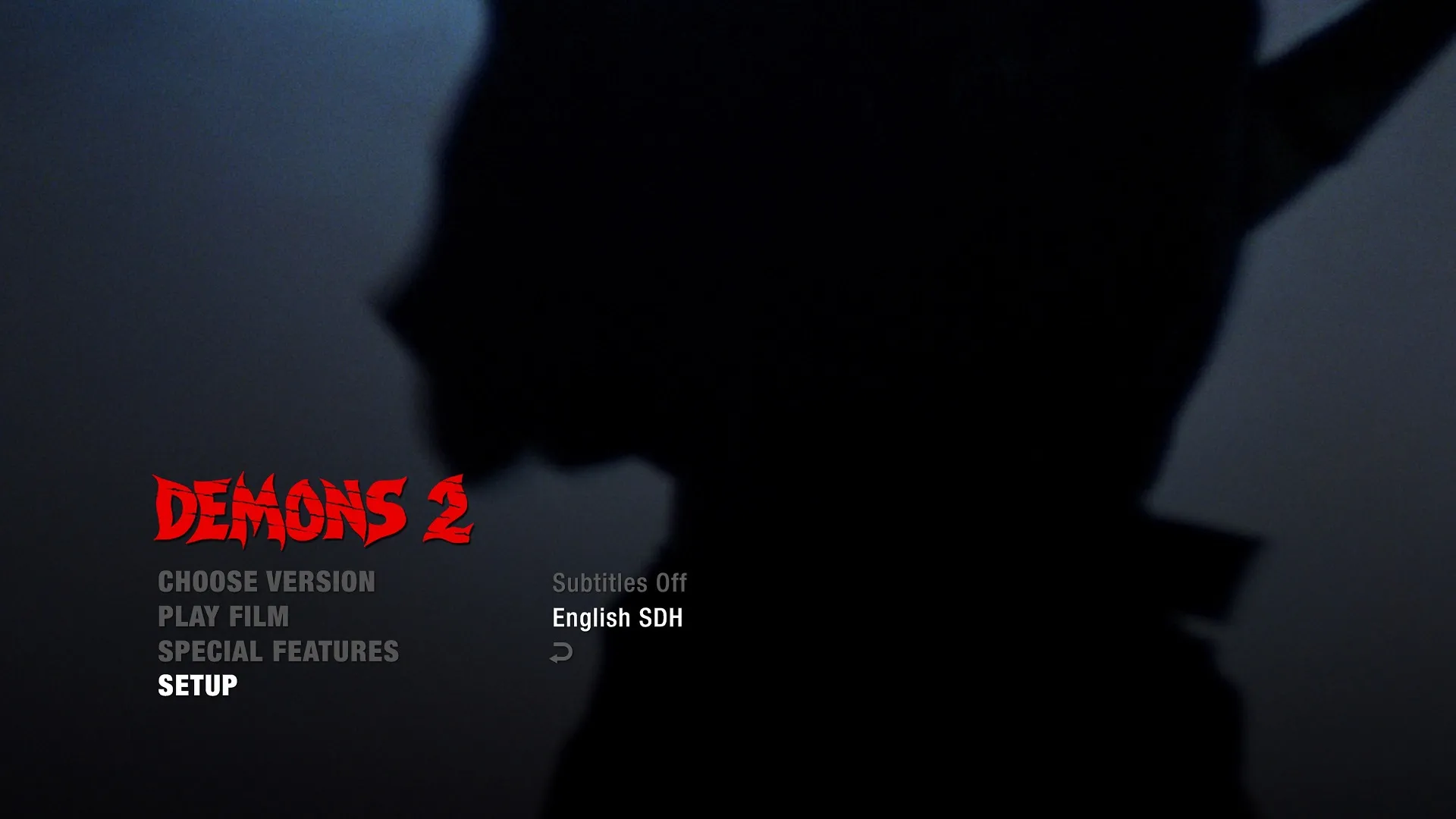 Demons 2 Blu-ray/UHD Setup Subtitles Menu