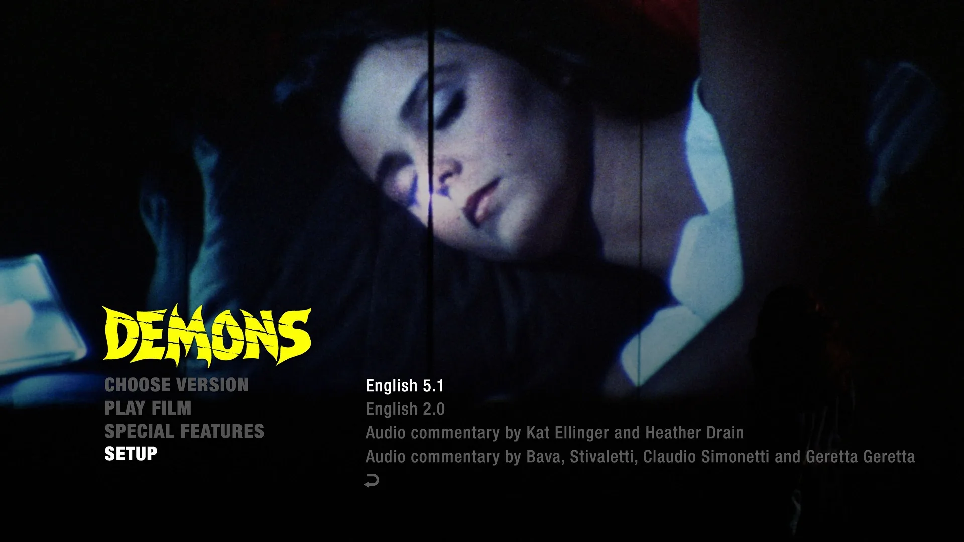 Demons Blu-ray Setup Audio Menu