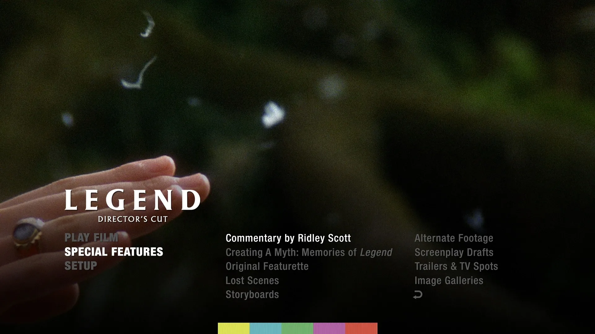 Legend Director's Cut Blu-ray Extras Menu