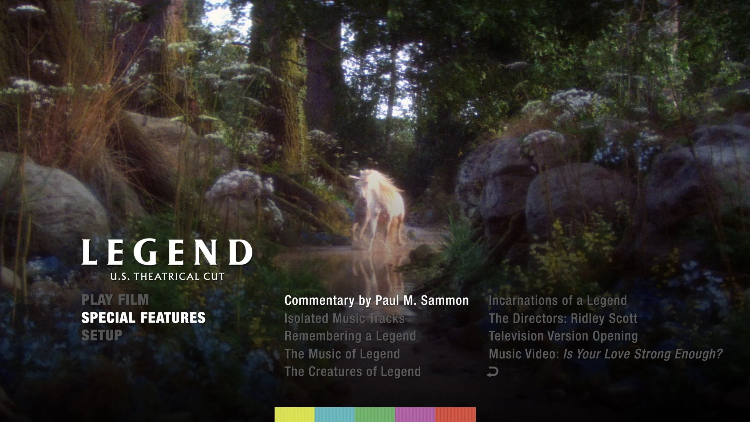 Legend Theatrical Cut Blu-ray Extras Menu