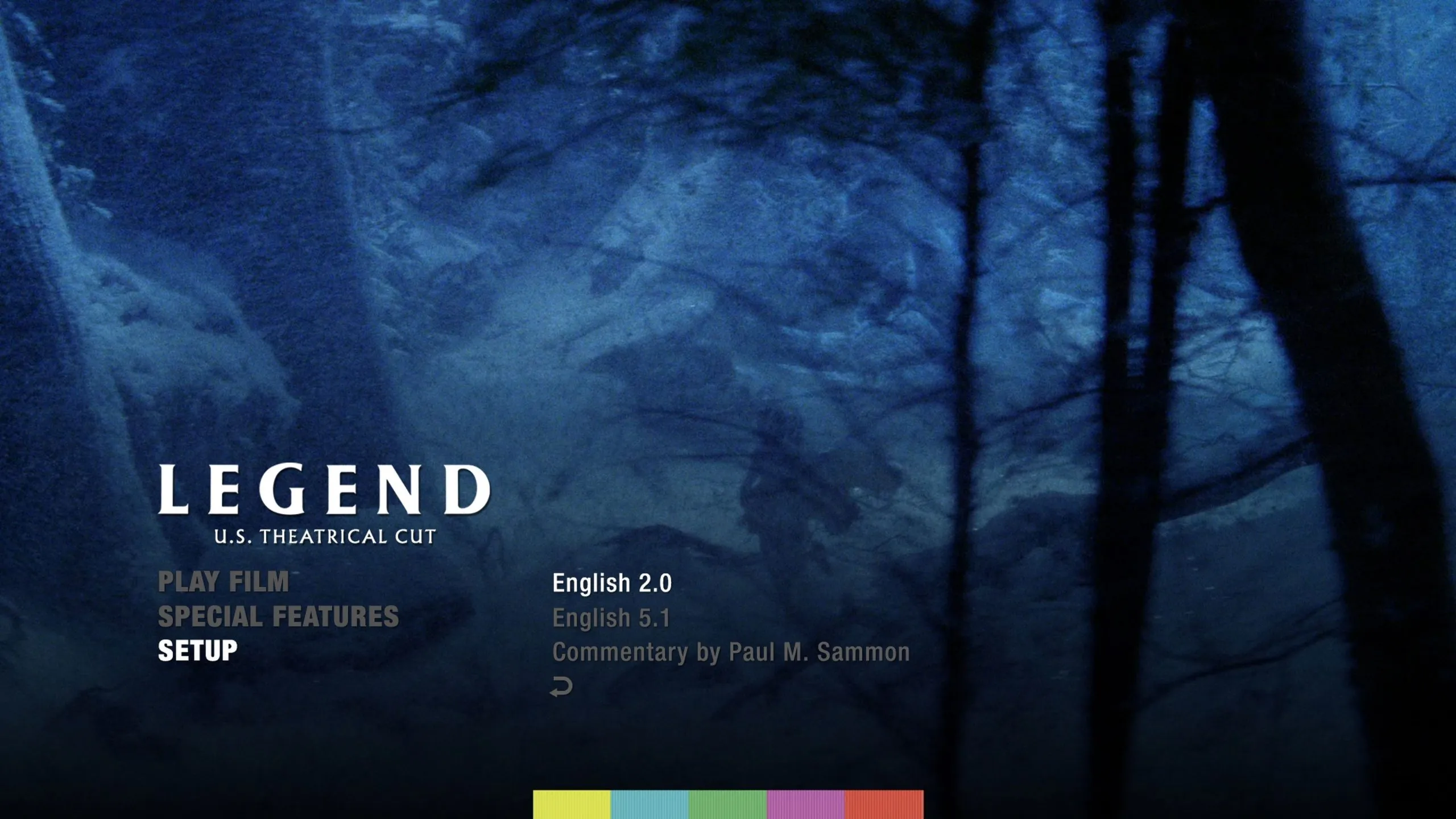 Legend Theatrical Cut Blu-ray Setup Audio Menu