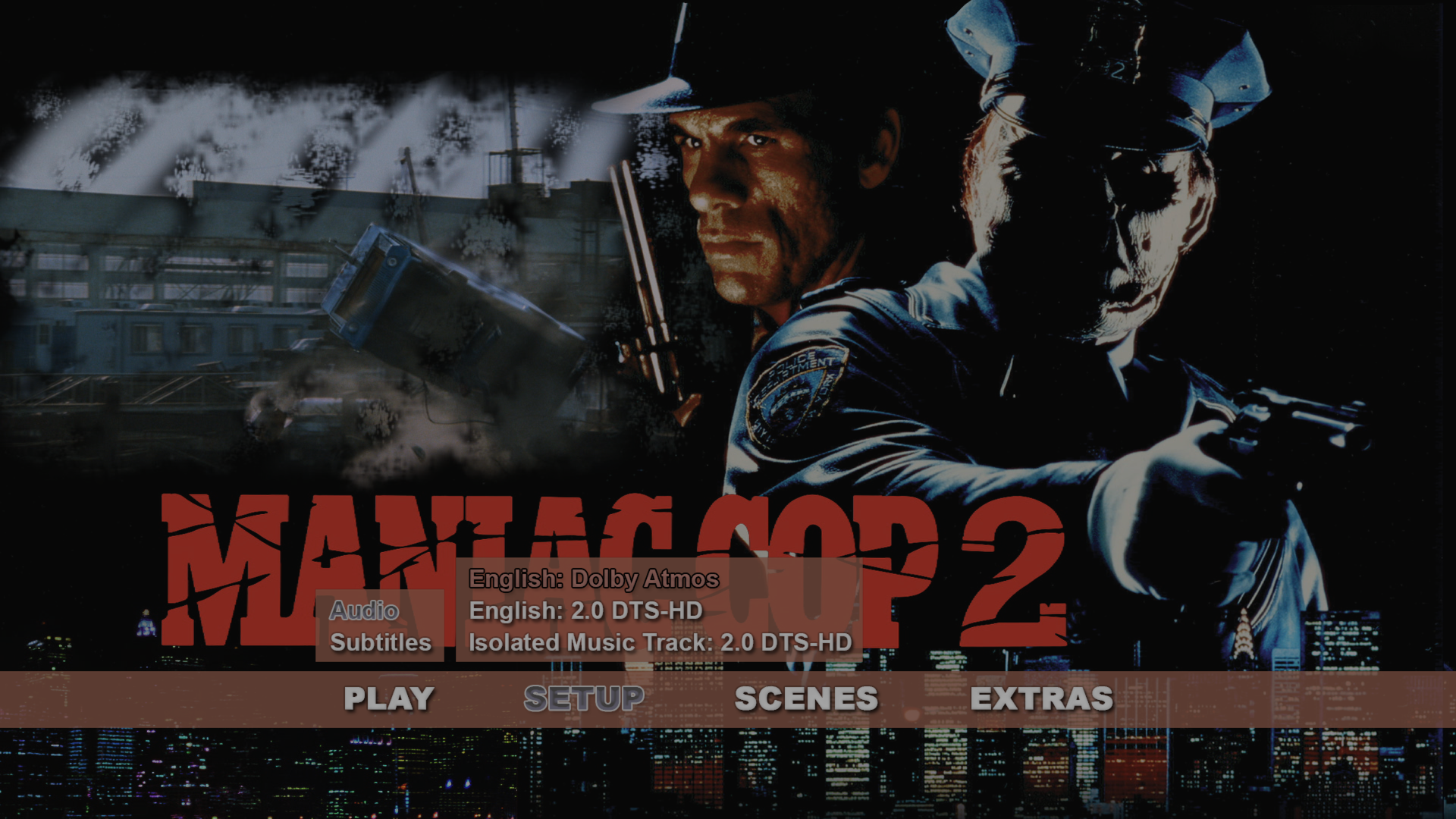 Maniac Cop 2 4K audio menu