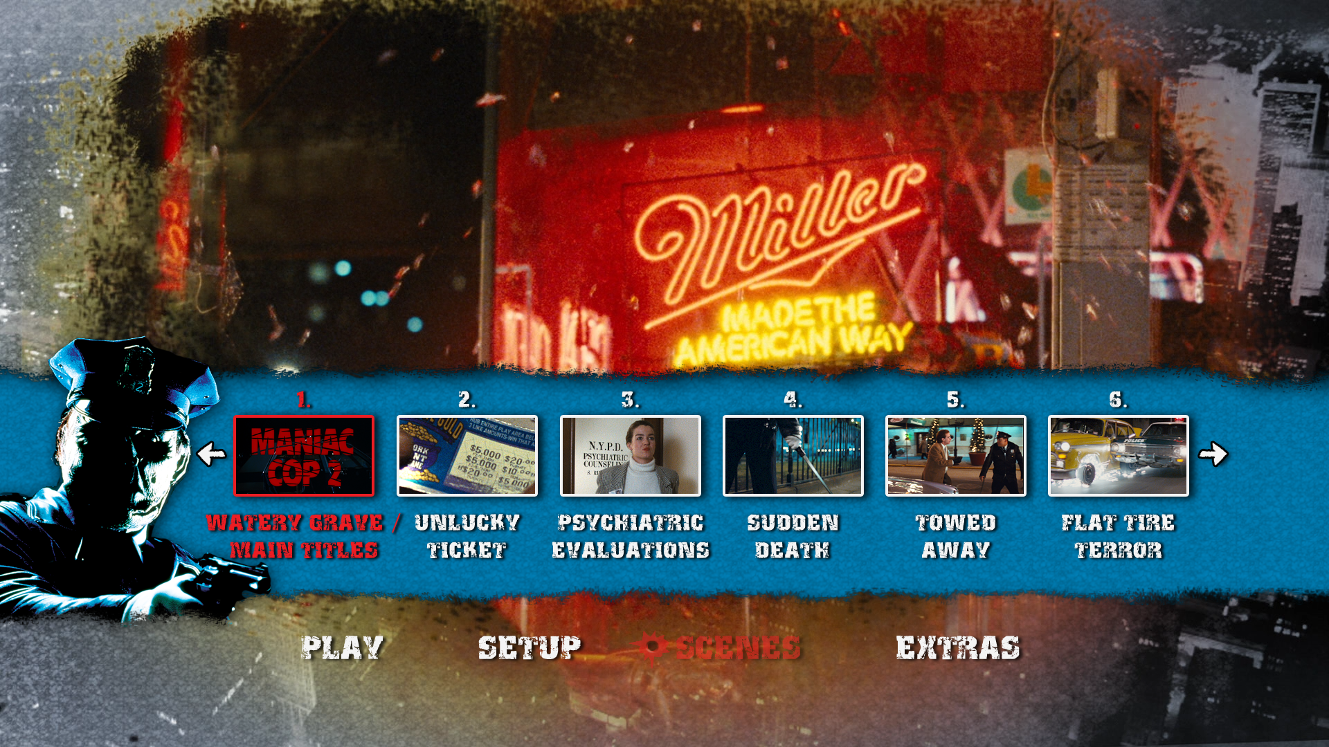 Maniac Cop 2 Blu-ray scene select menu