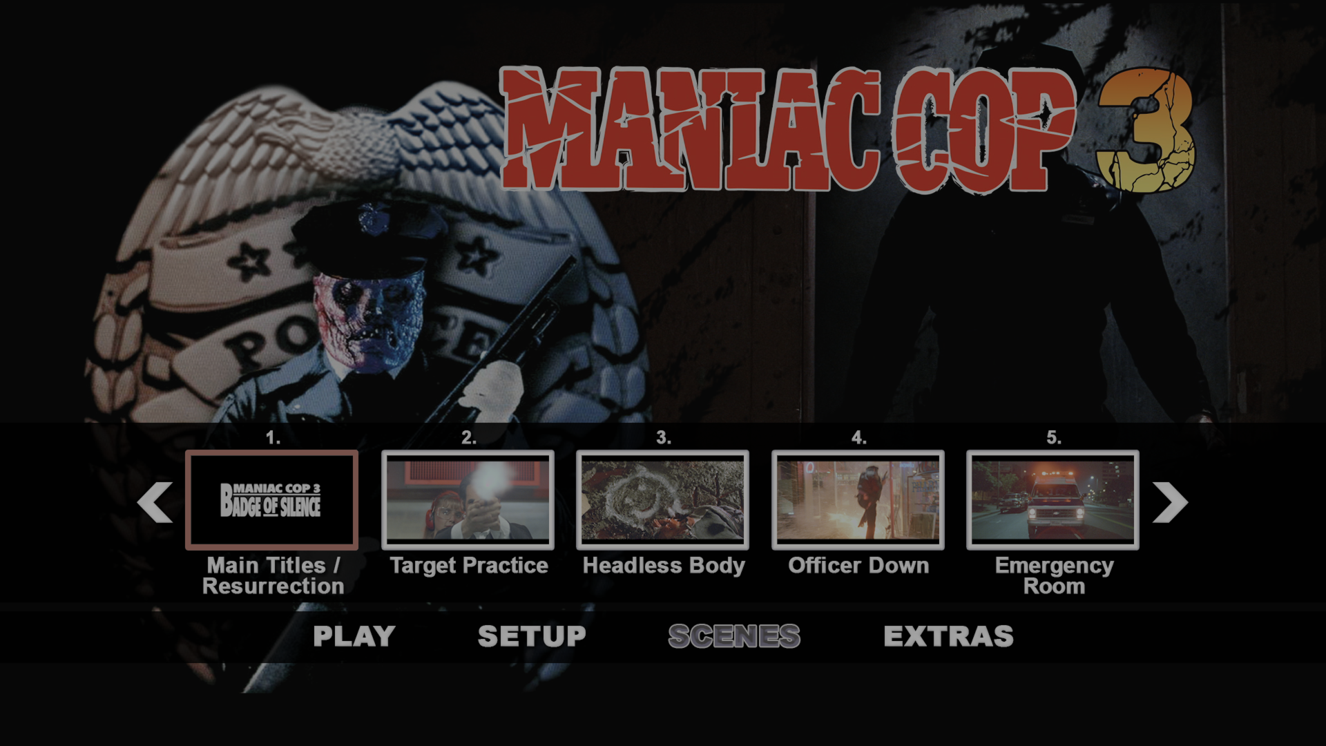 Maniac Cop 3 4K scene select menu