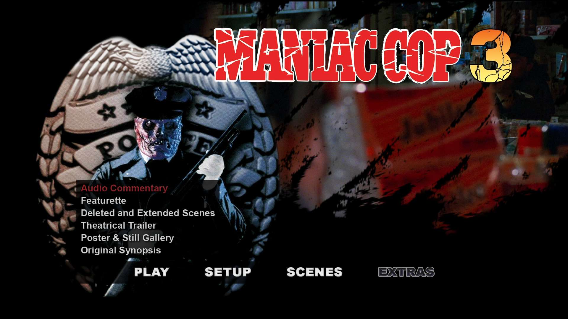 Maniac Cop 3 Blu-ray extras menu