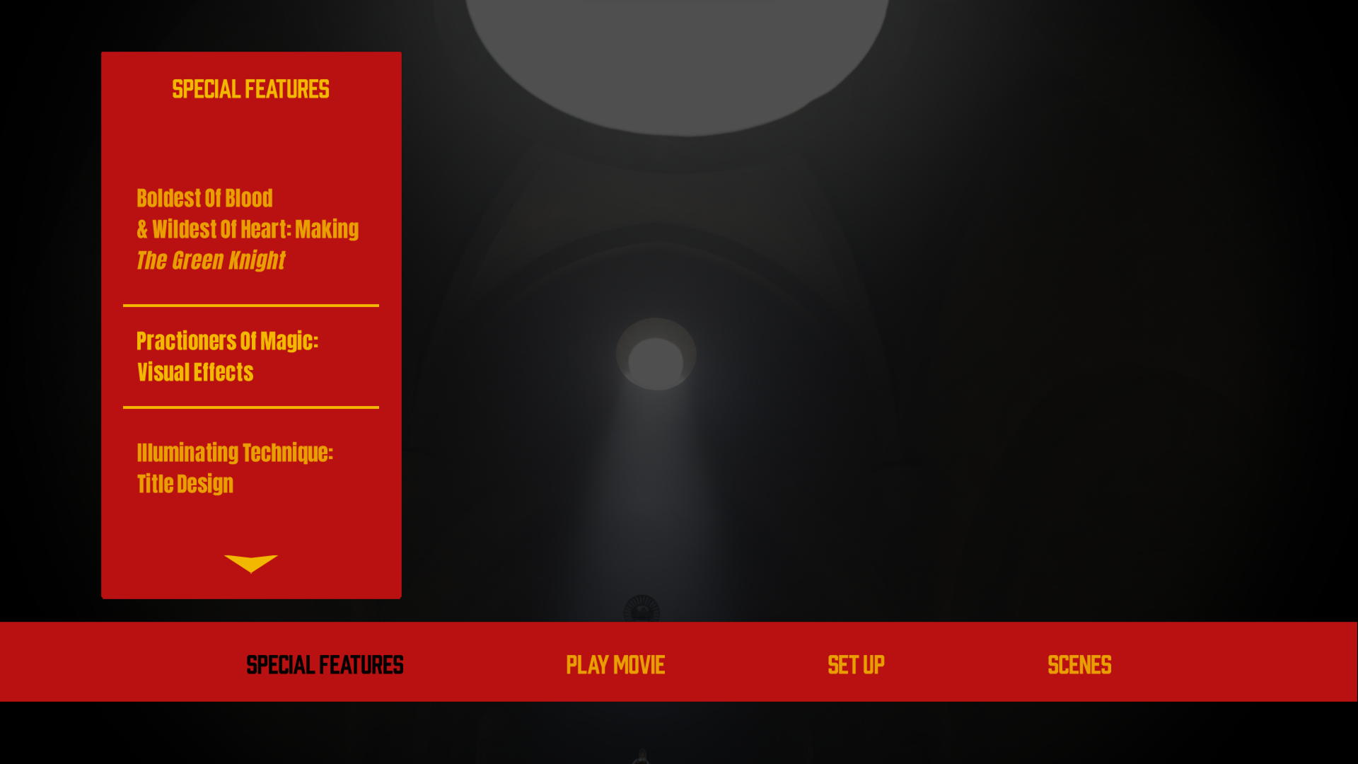 The Green Knight 4K extras menu 1