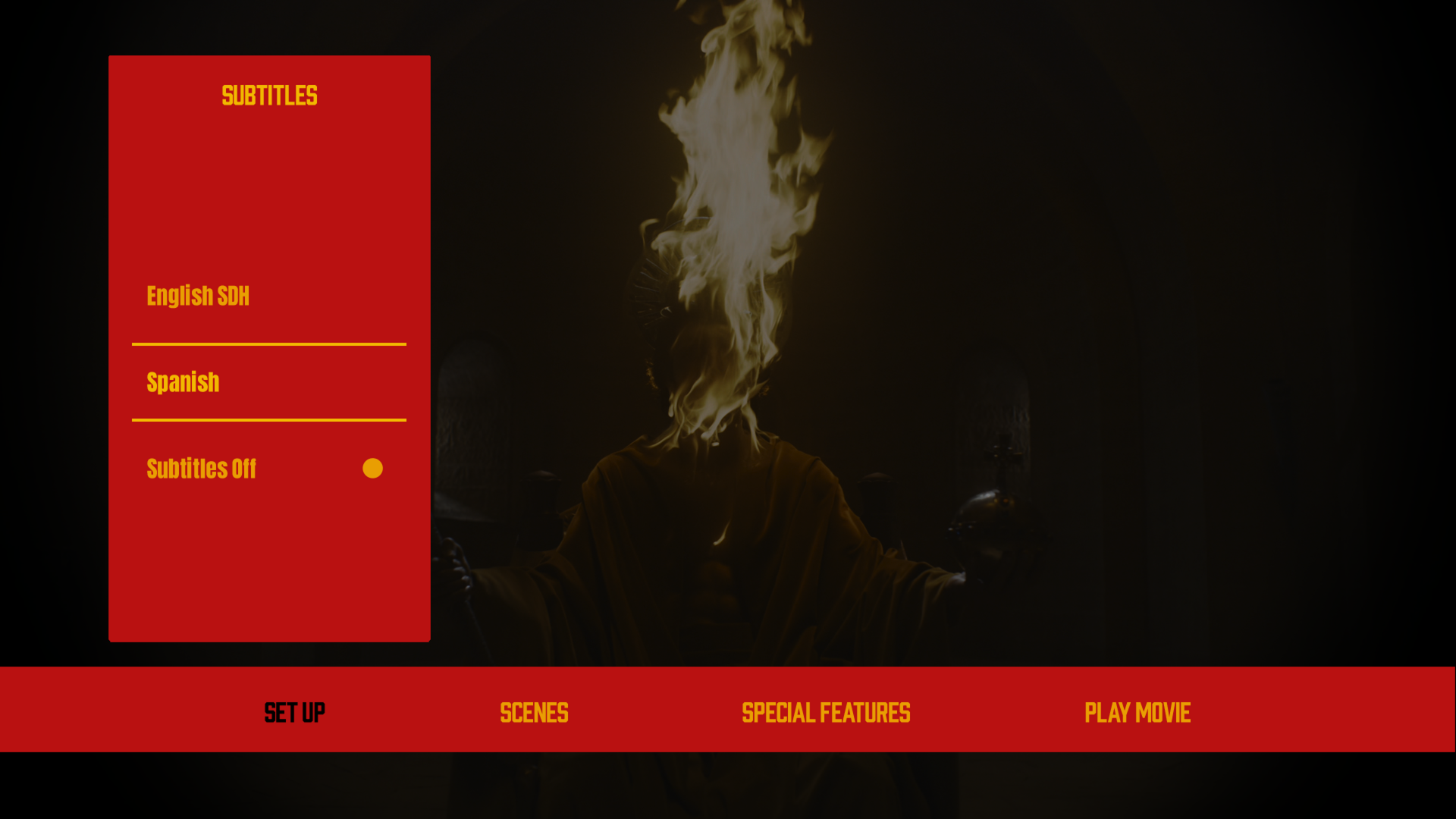 The Green Knight 4K subtitles menu