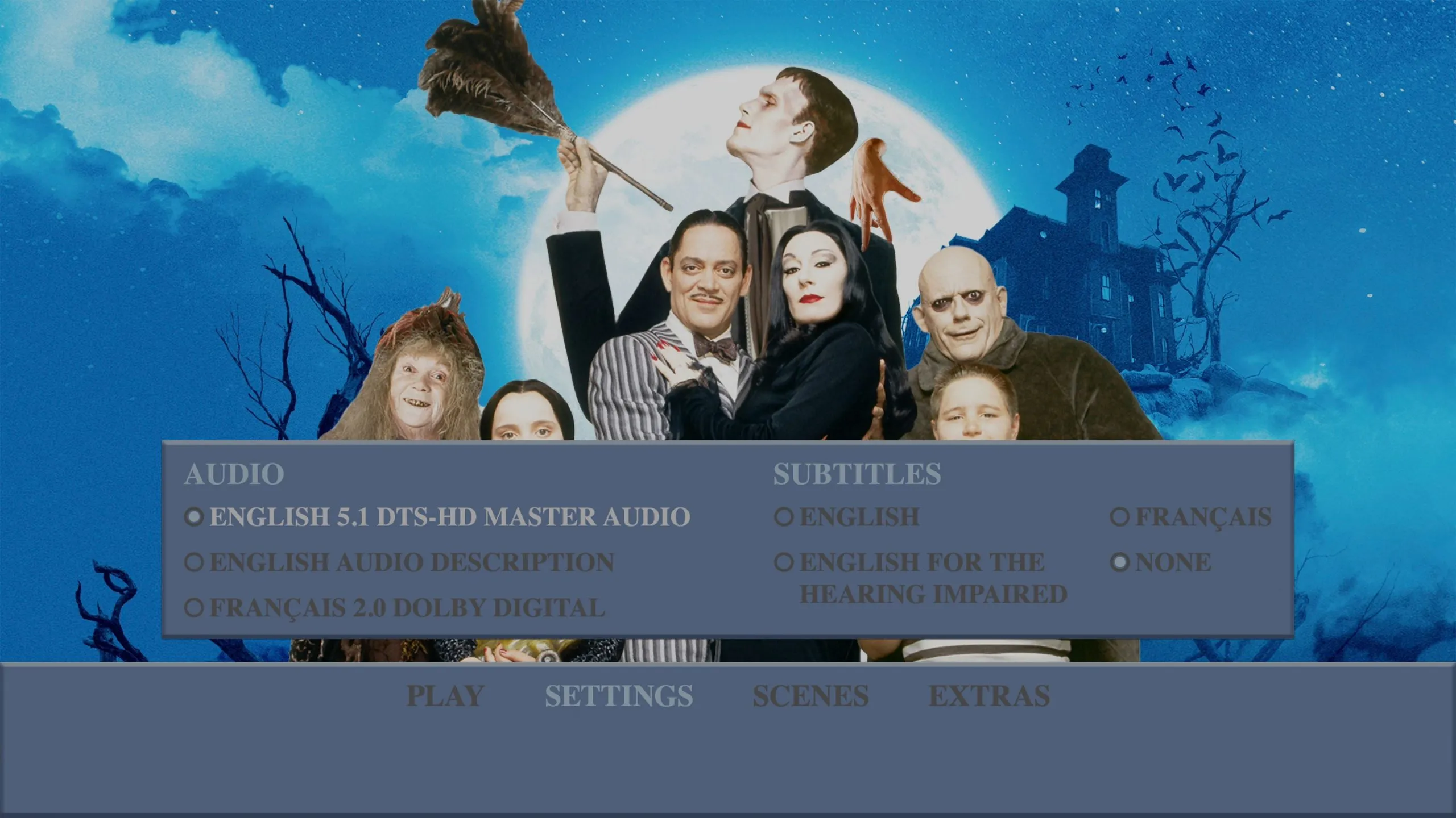 The Addams Family 4K UHD Setup Menu
