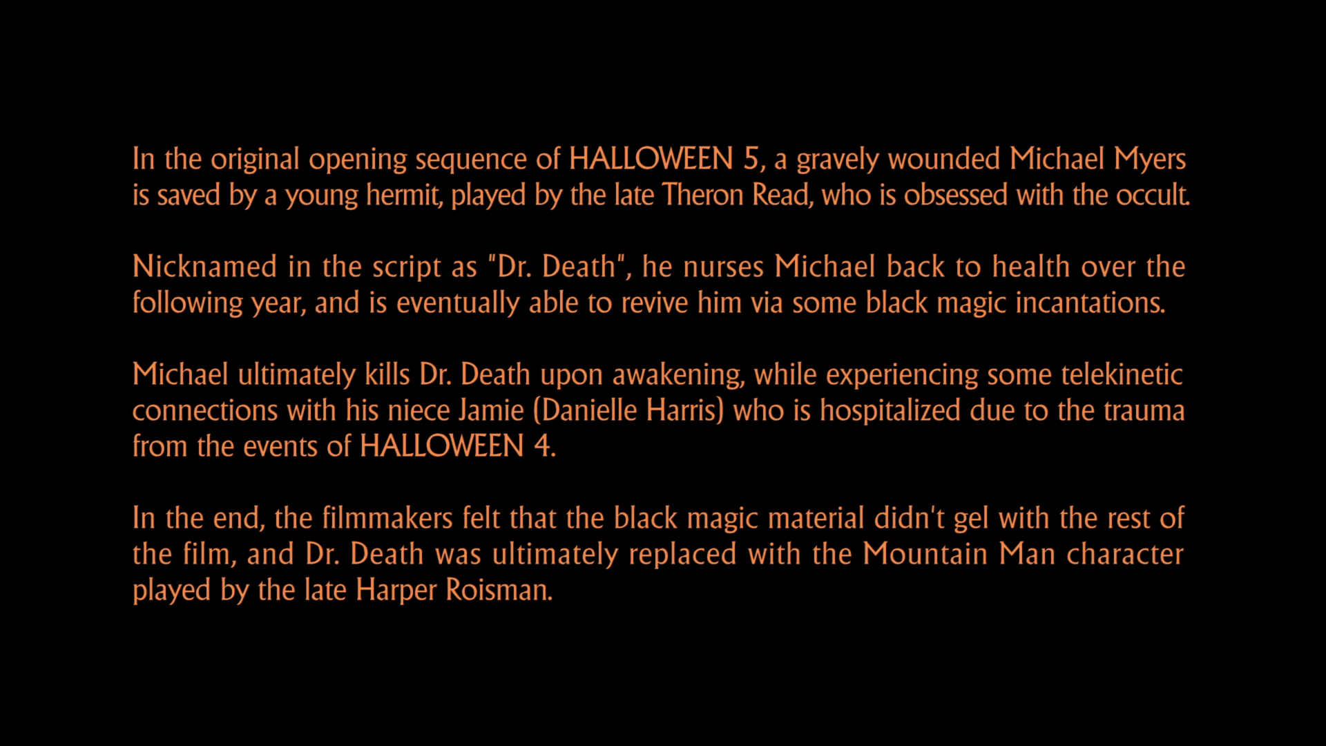 Halloween 5 Dr. Death deleted scene