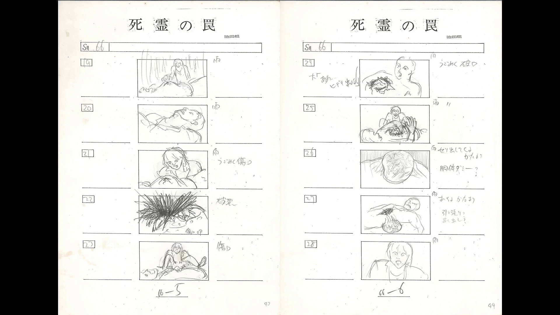 Evil Dead Trap storyboards
