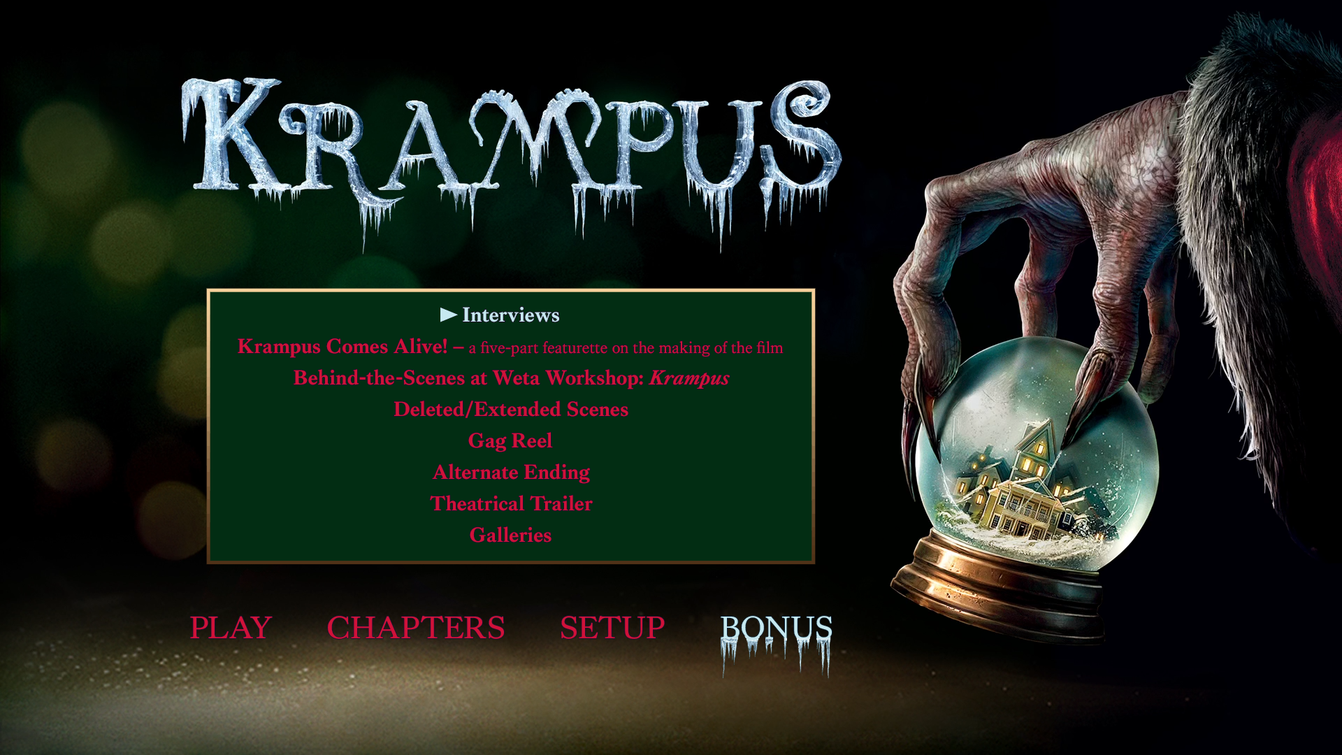 Krampus Naughty Cut extras menu
