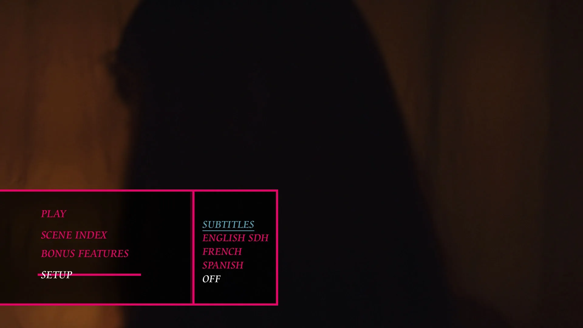 Seance Blu-ray Setup Menu