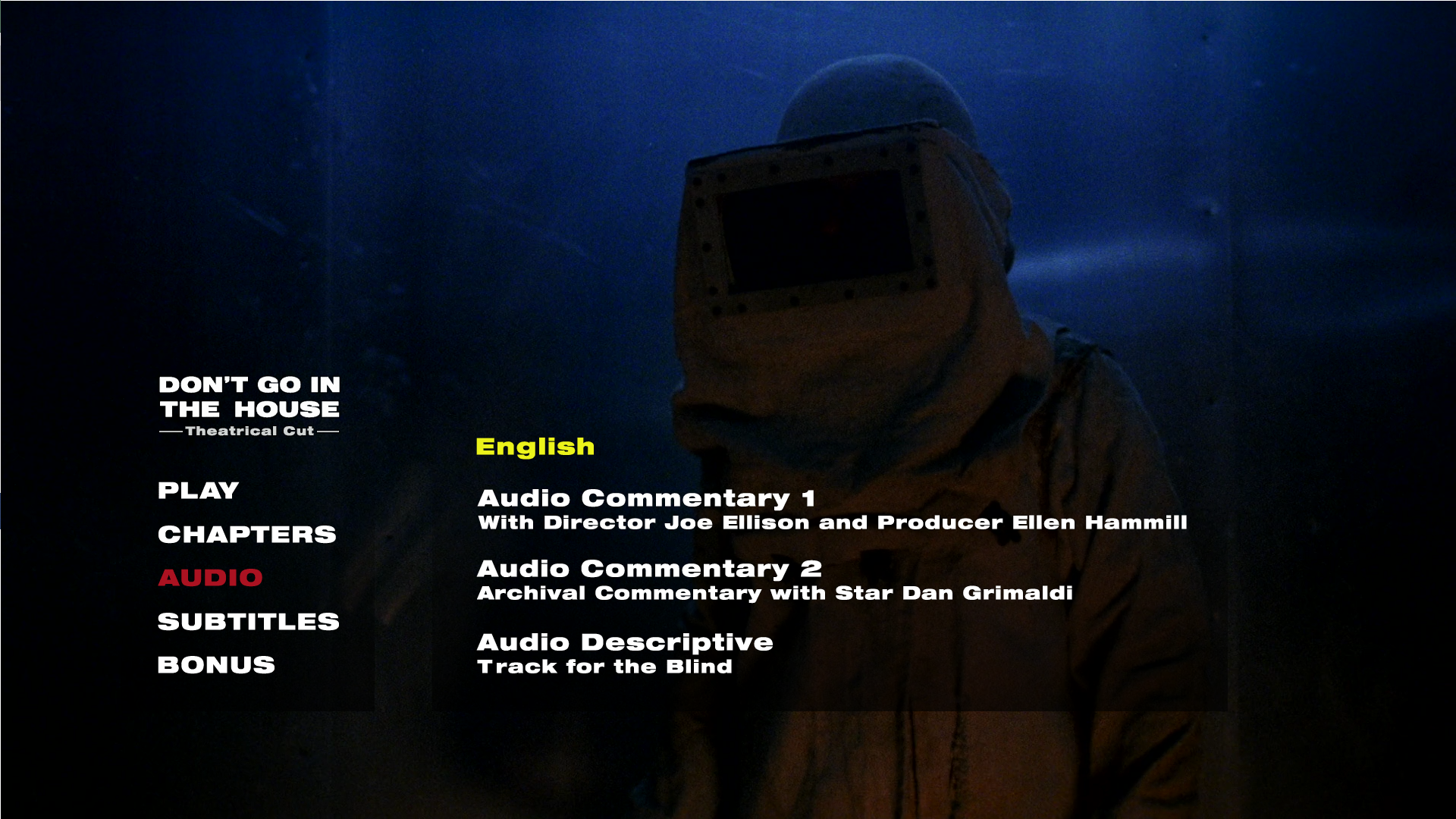 Don't Go in the House theatrical cut audio menu