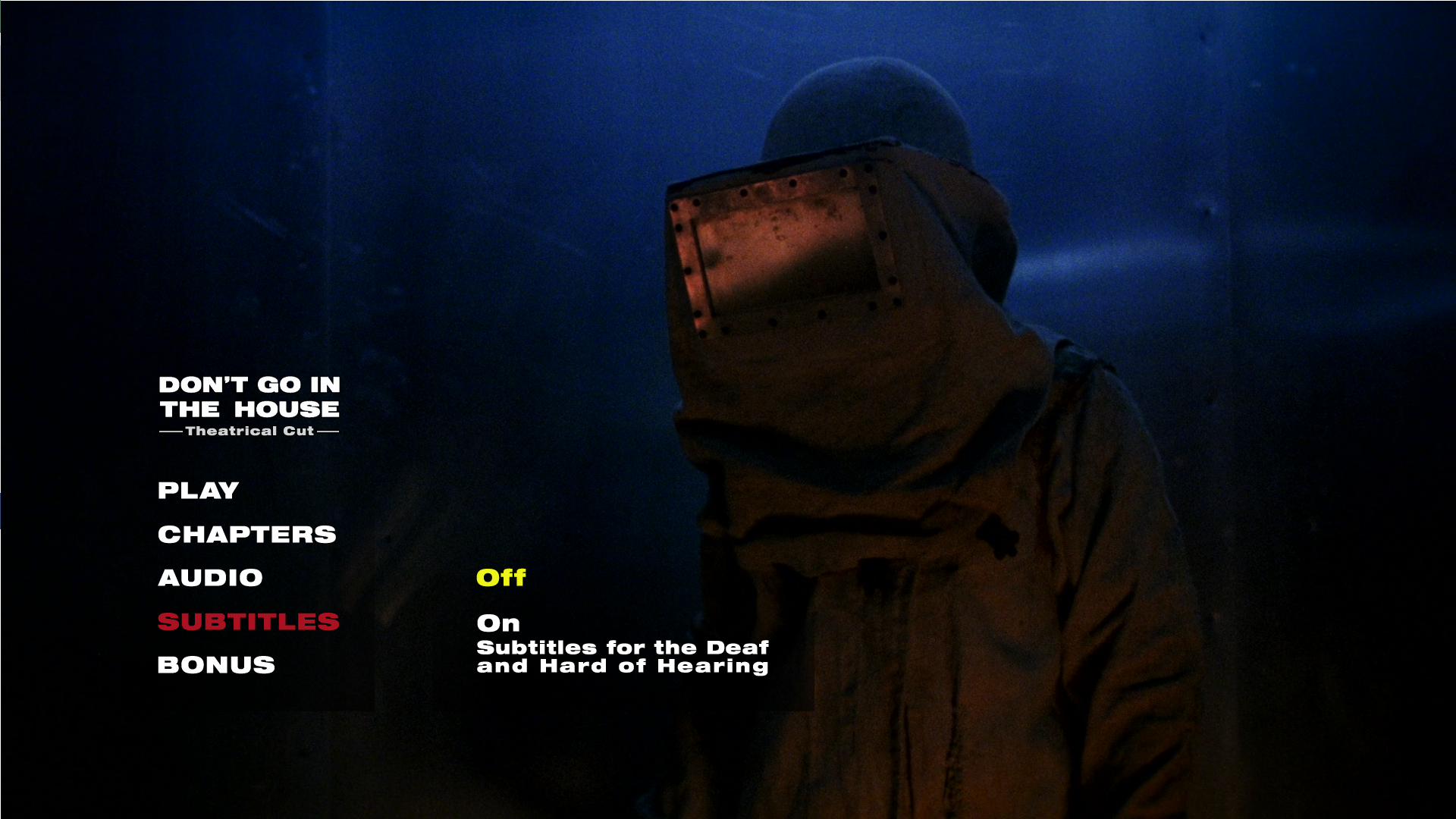 Don't Go in the House theatrical cut subtitles menu