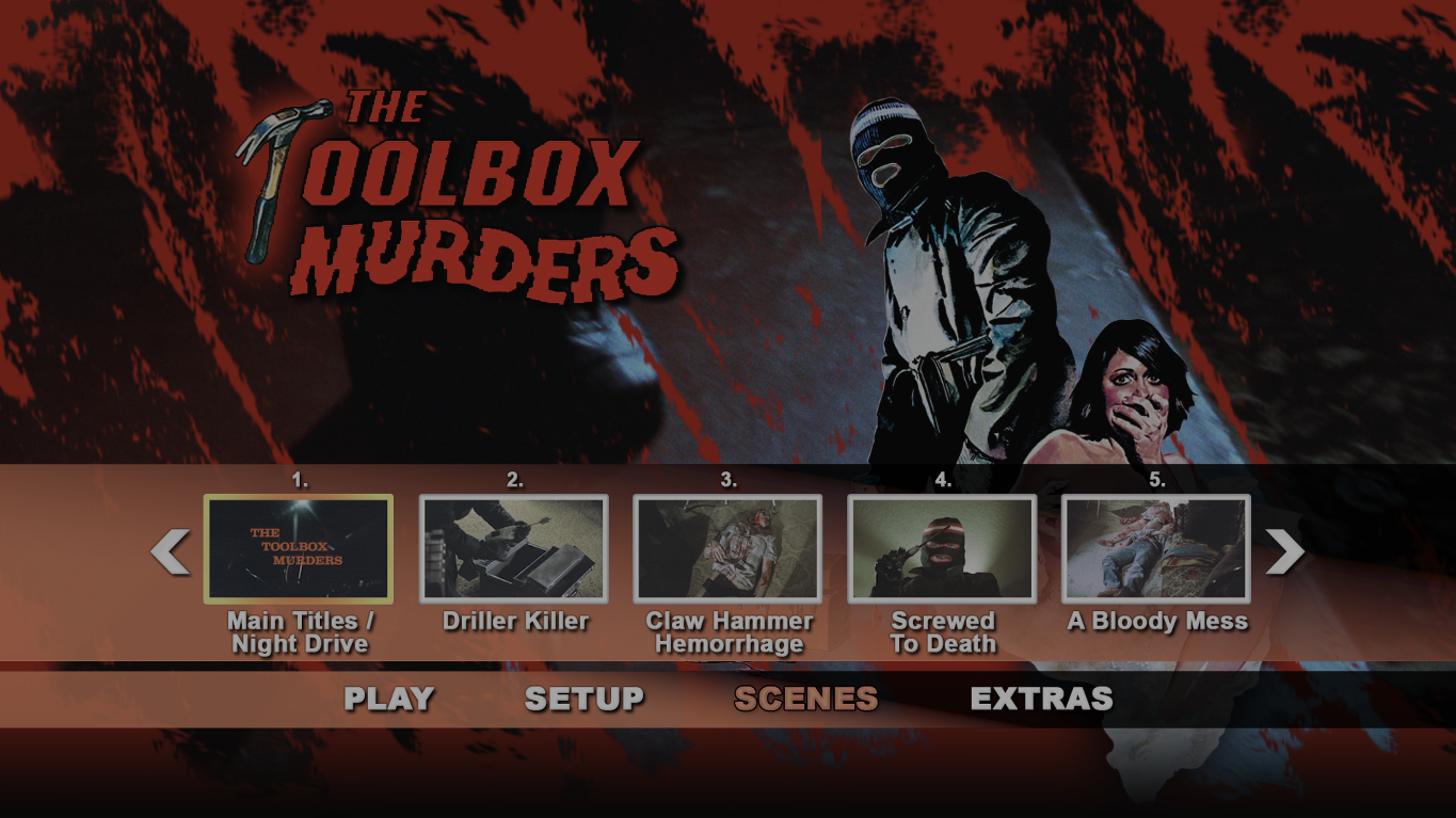 The Toolbox Murders 4K scene select menu