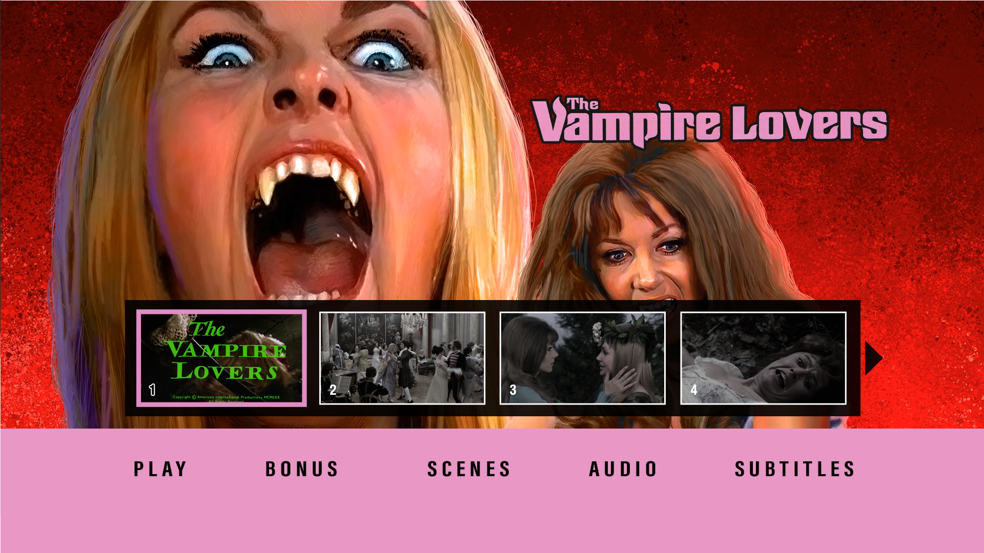 The Vampire Lovers scene select menu
