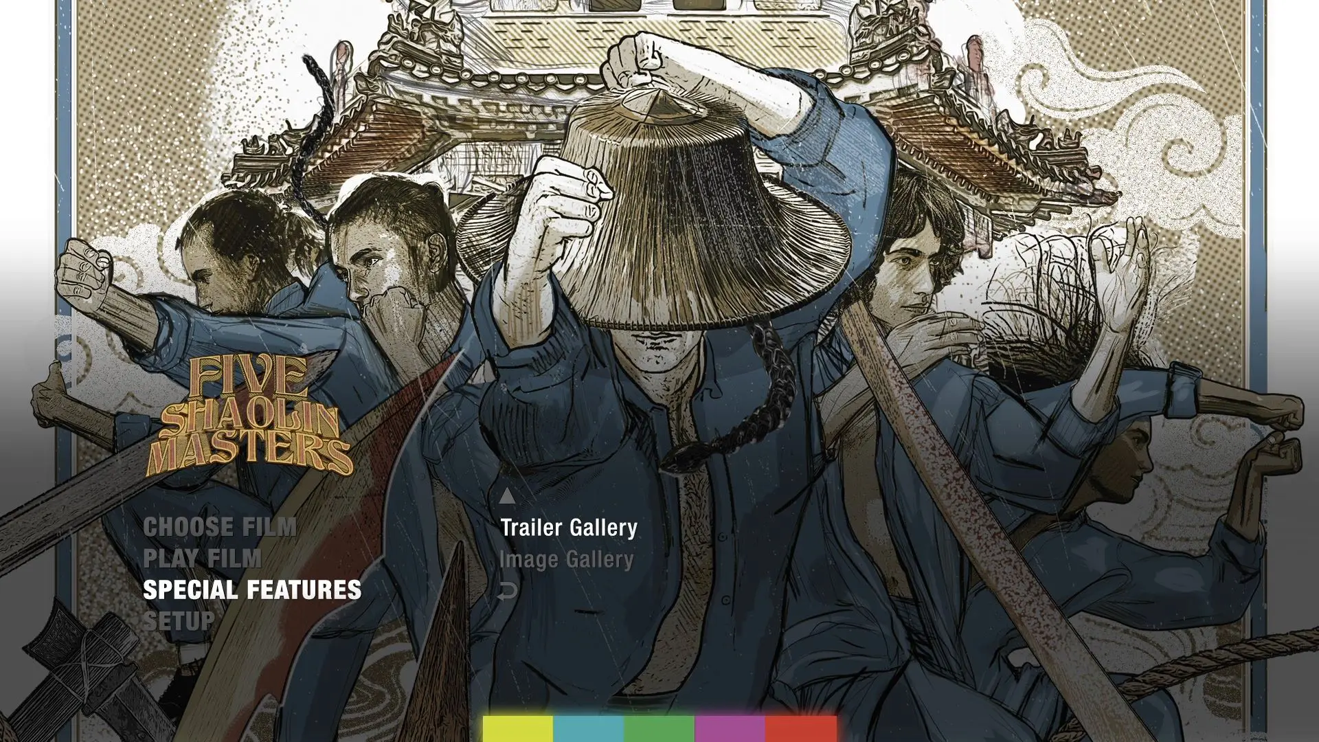 Five Shaolin Masters Blu-ray Extras Menu