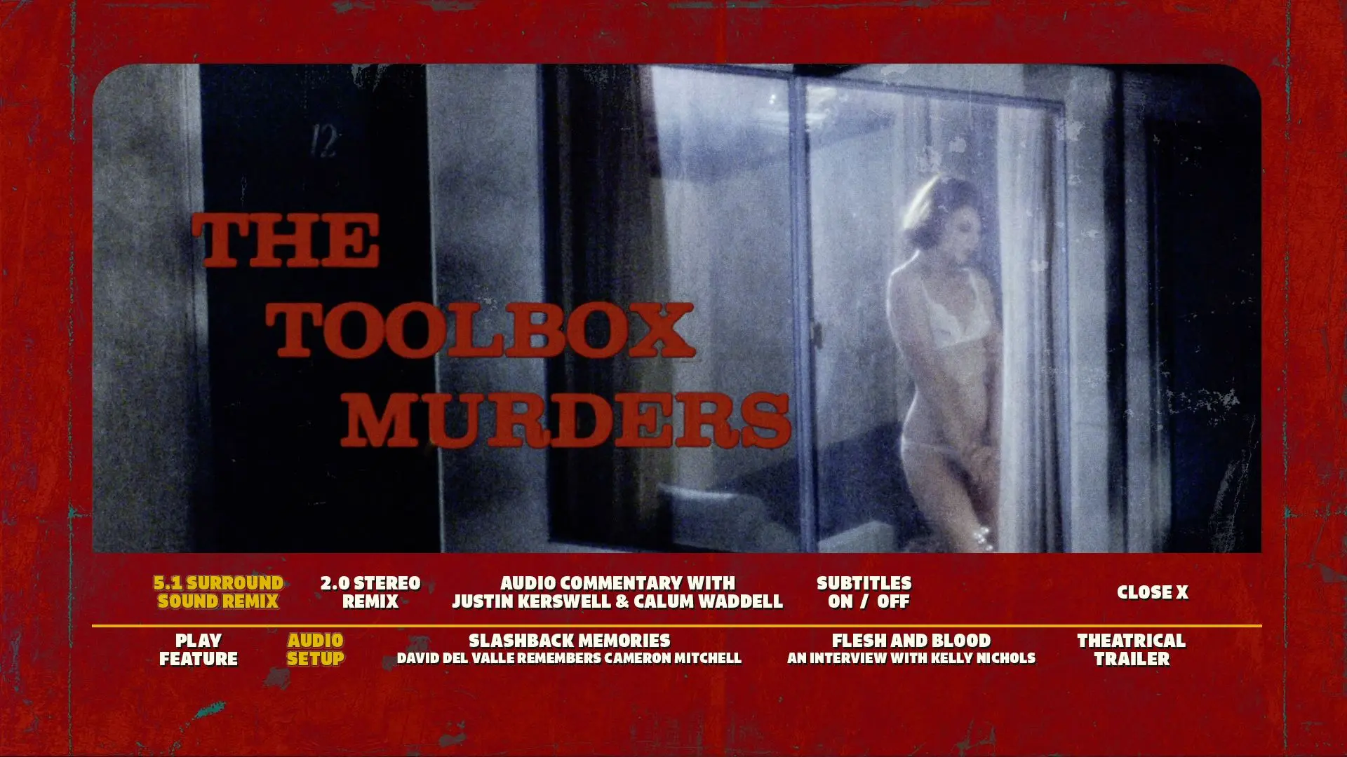The Toolbox Murders 88 Films Blu-ray Extras Menu