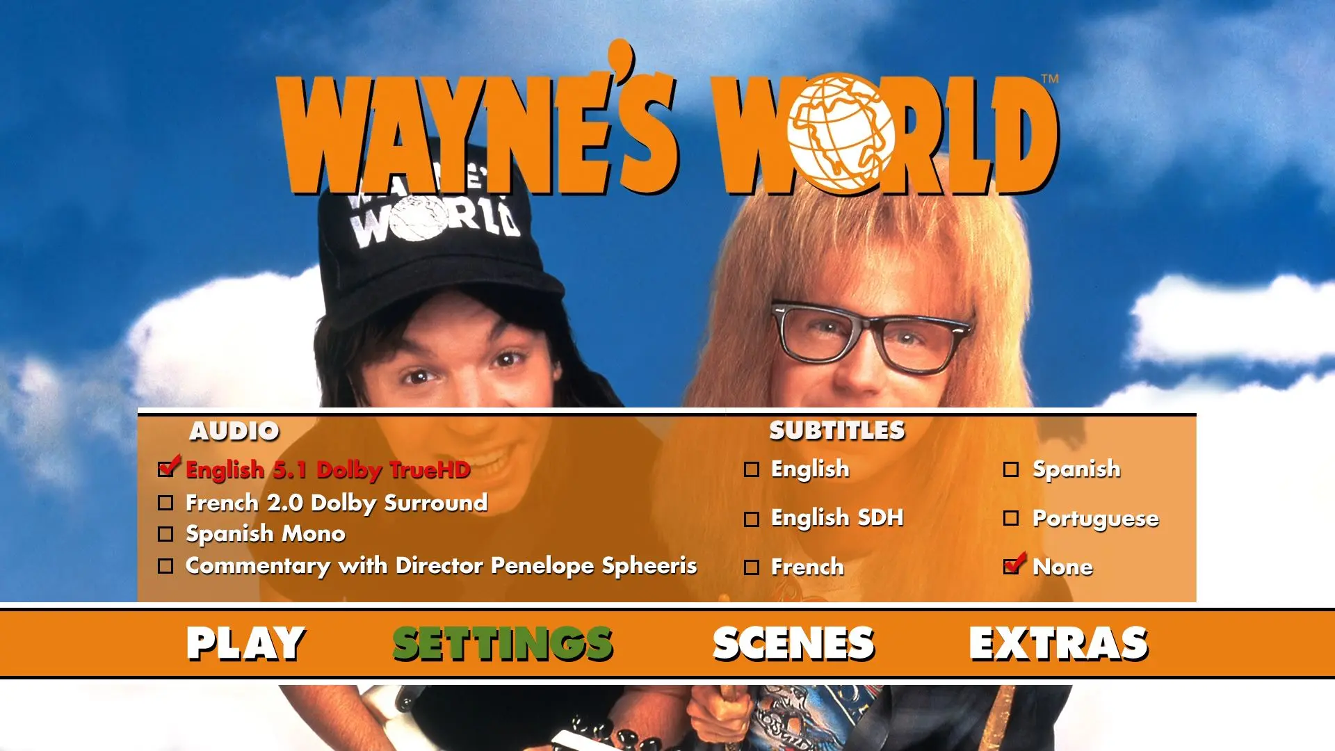 Wayne's World Blu-ray Setup Menu