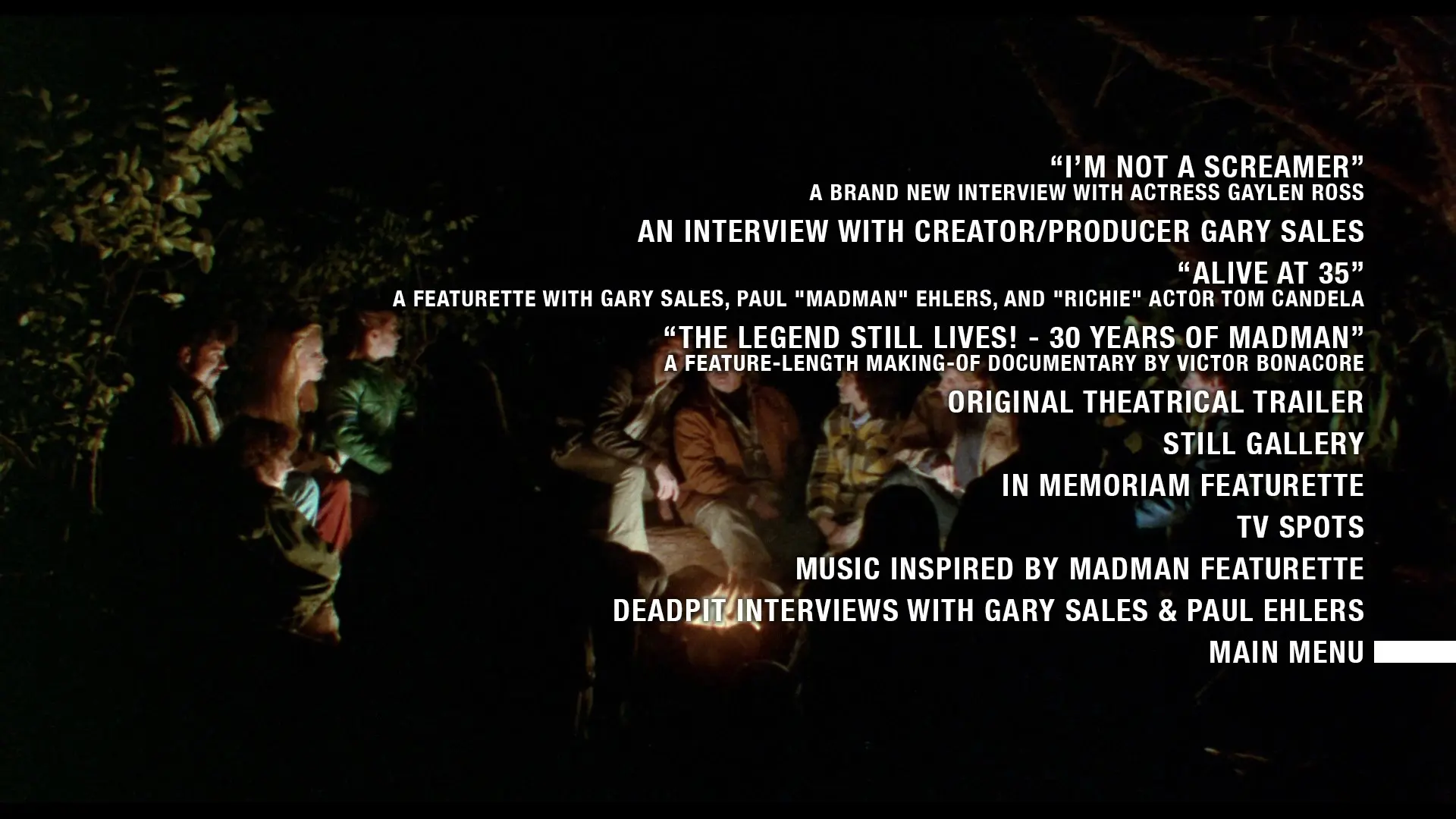 Madman Blu-ray extras menu