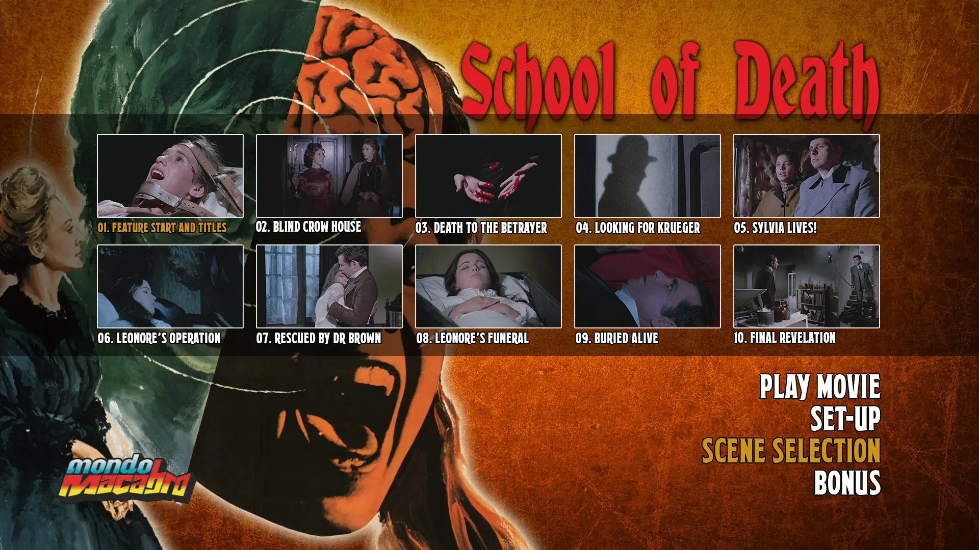 School of Death scene select menu