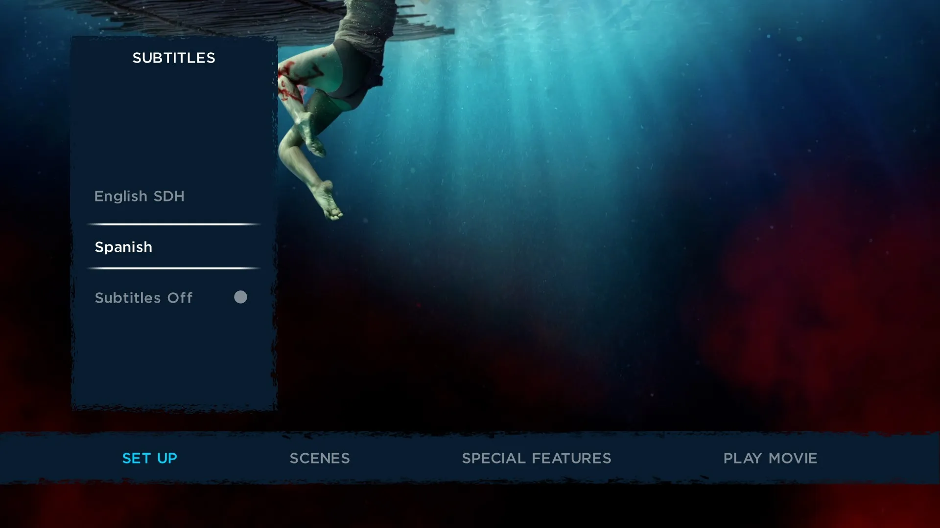 The Requin subtitles menu